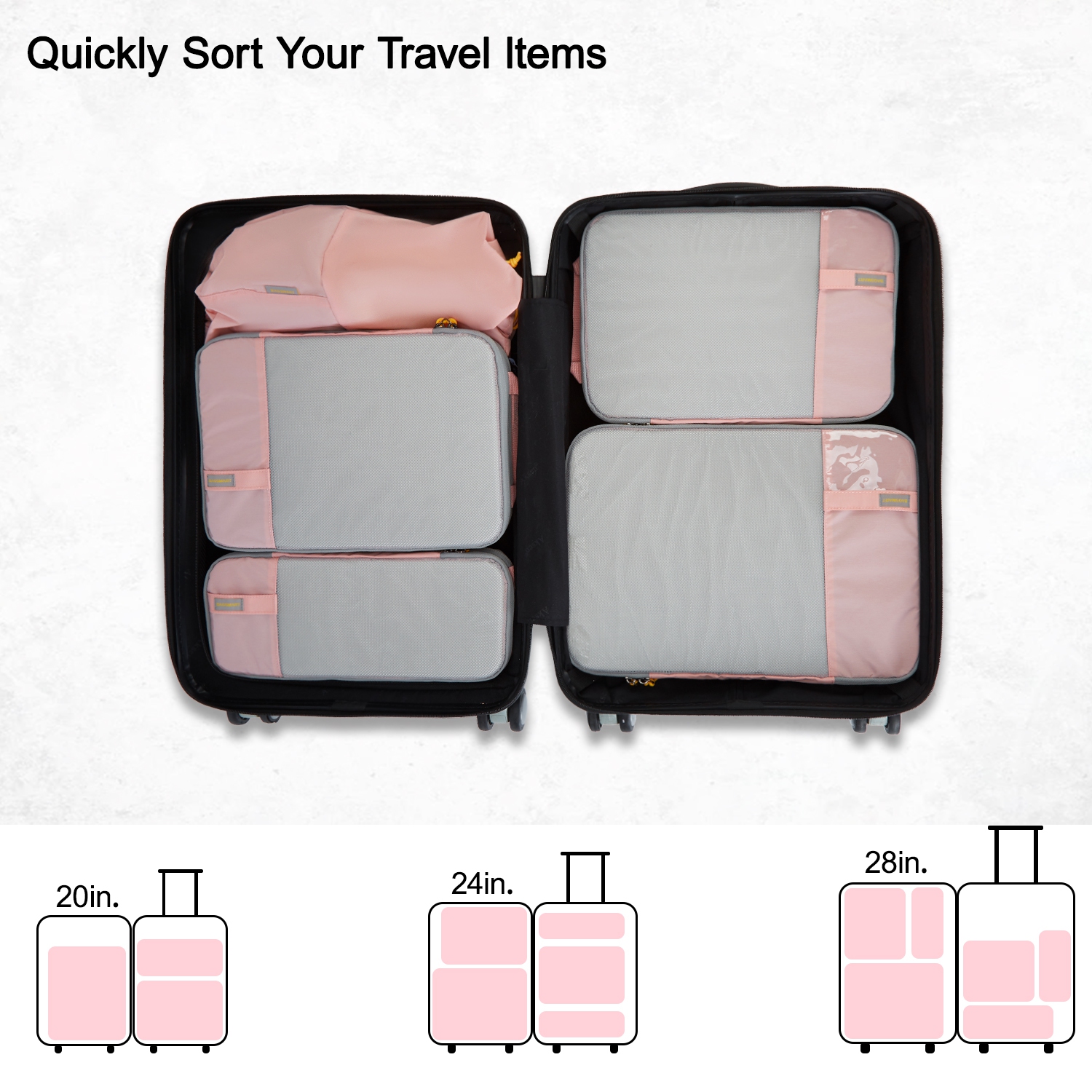 Bagsmart – cubes de rangement à compression, rose