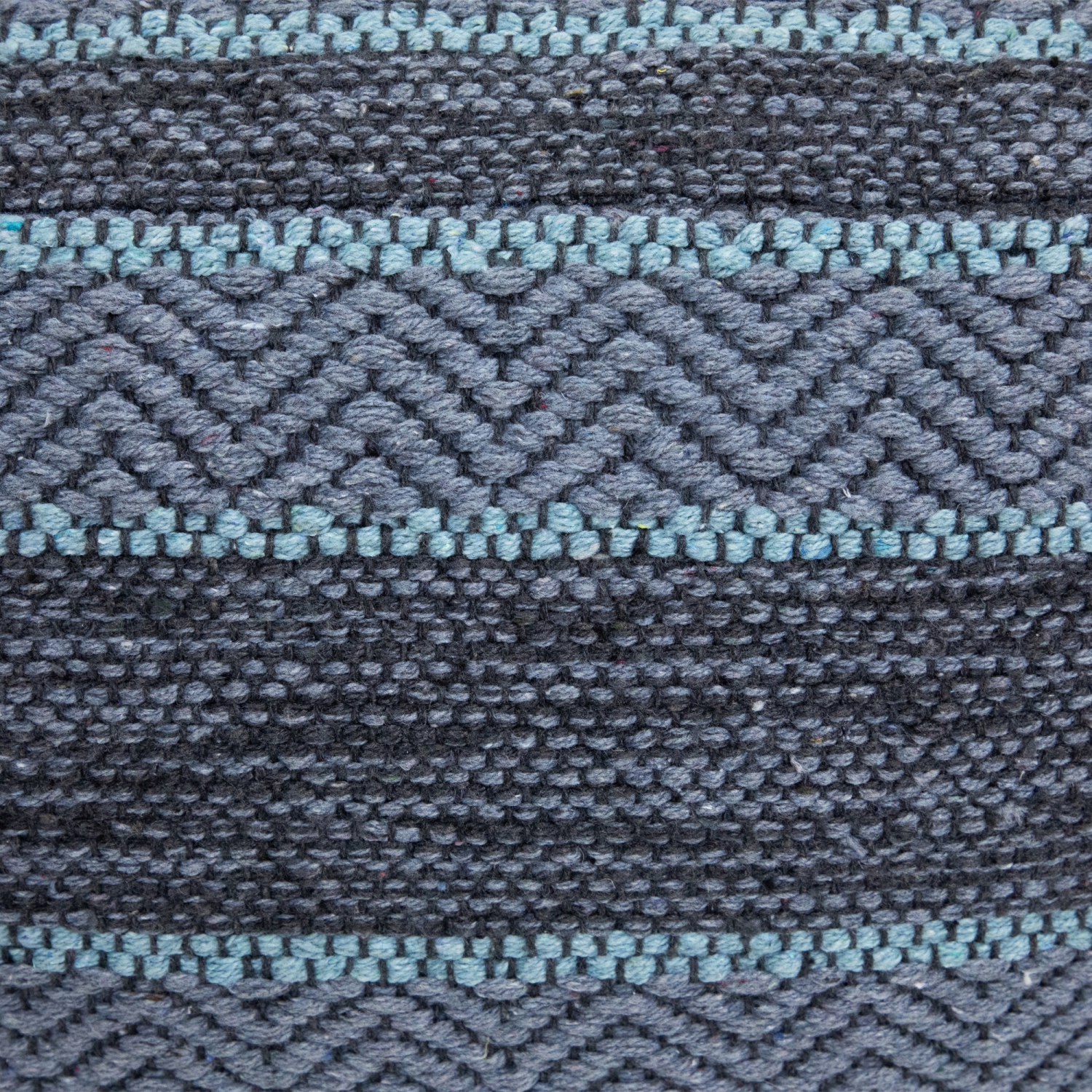 Pouf carré en coton tissé rayé - 14 po - Gris