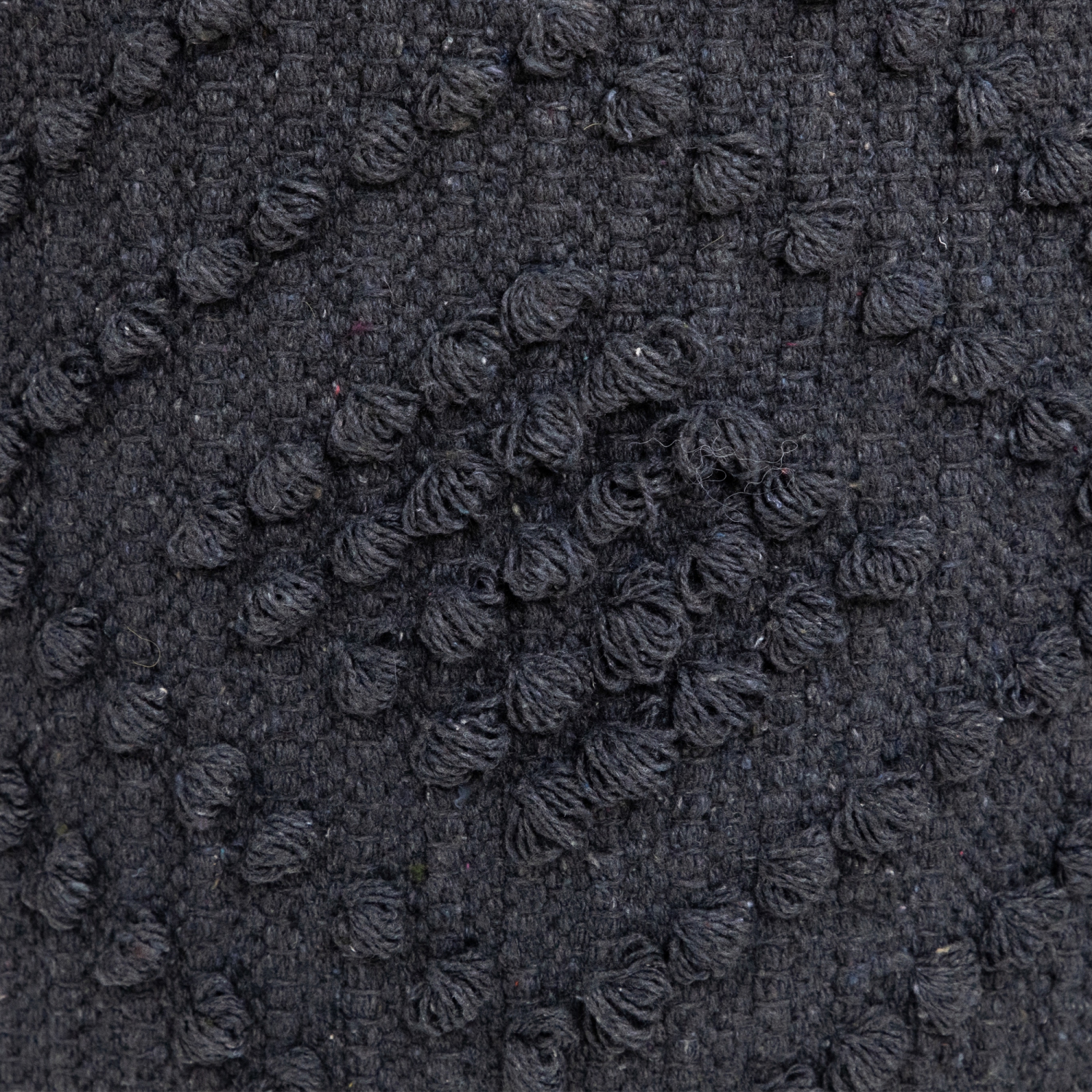 Pouf rond texturé en coton tissé - 14 po - Gris