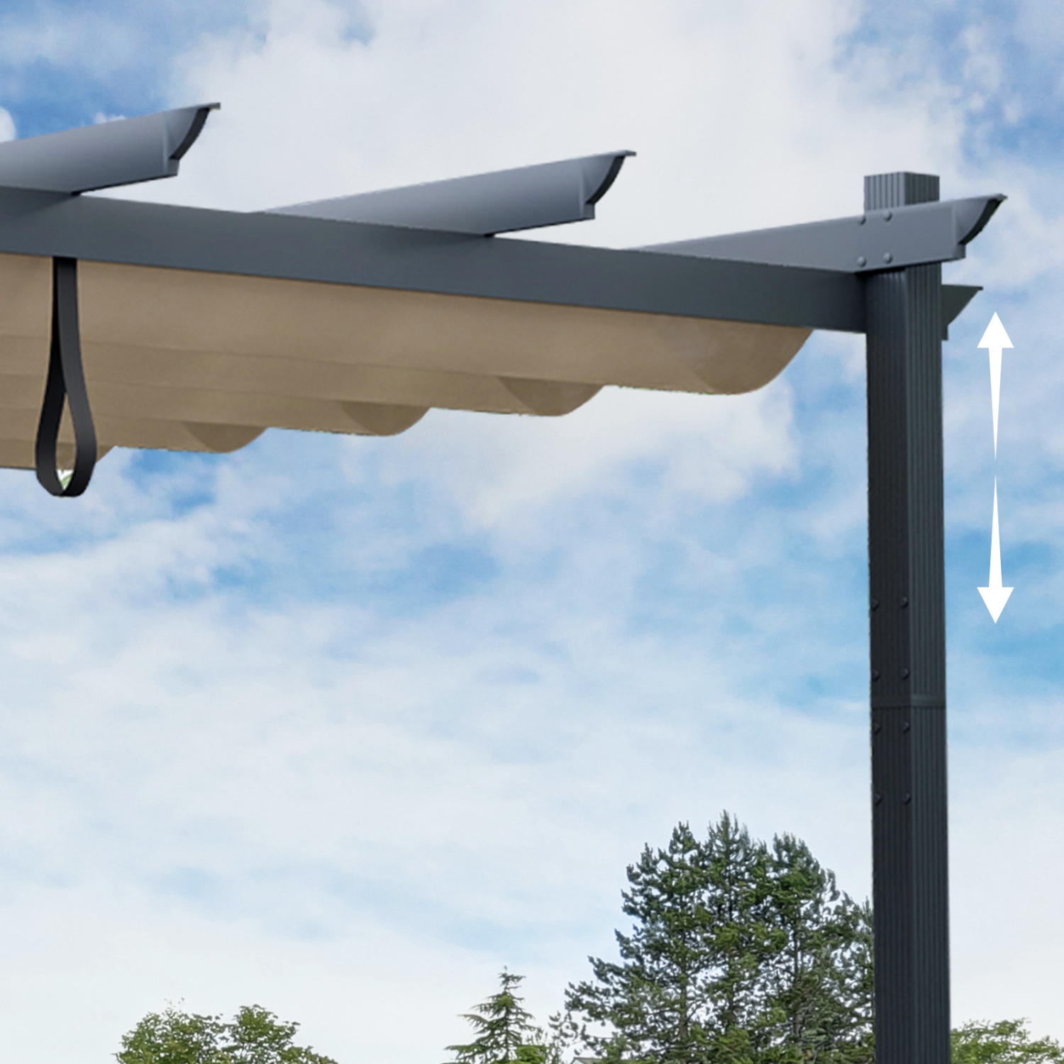 Pergola d'extérieur en aluminium robuste de 10 x 13 pi avec auvent rétractable beige de Costway