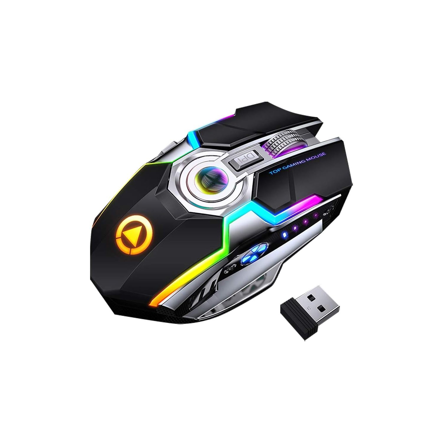 ErgoBeam Wireless Rechargeable Gaming Mouse Mice Souris, RGB Backlit 7 Buttons 1600DPI for PC Gamer Laptop Desktop Chromebook Mac