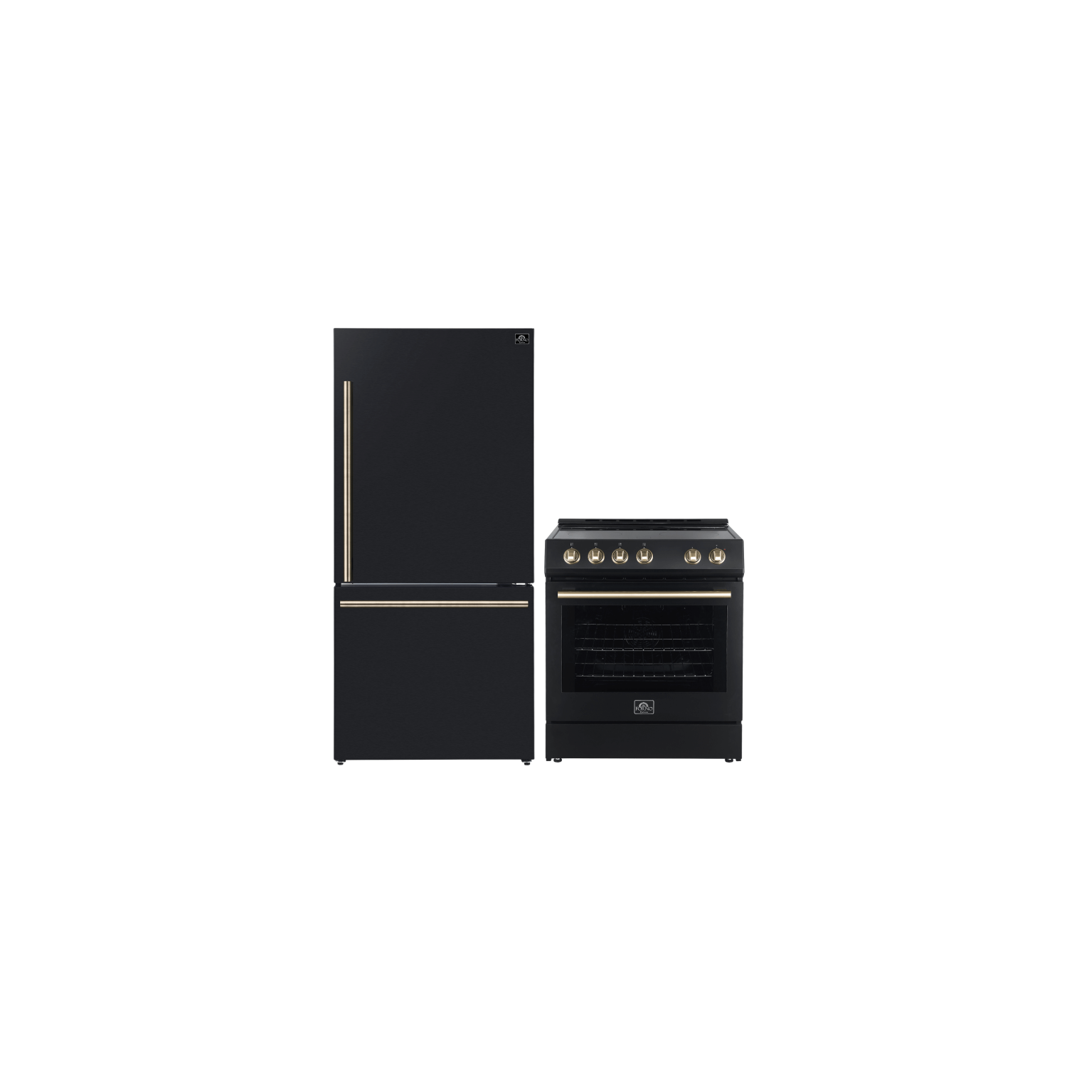 Ensemble de cuisine Forno : Congélateur inférieur Milano Espresso de 31 po et cuisinière électrique encastrable de 30 po Leonardo Espresso