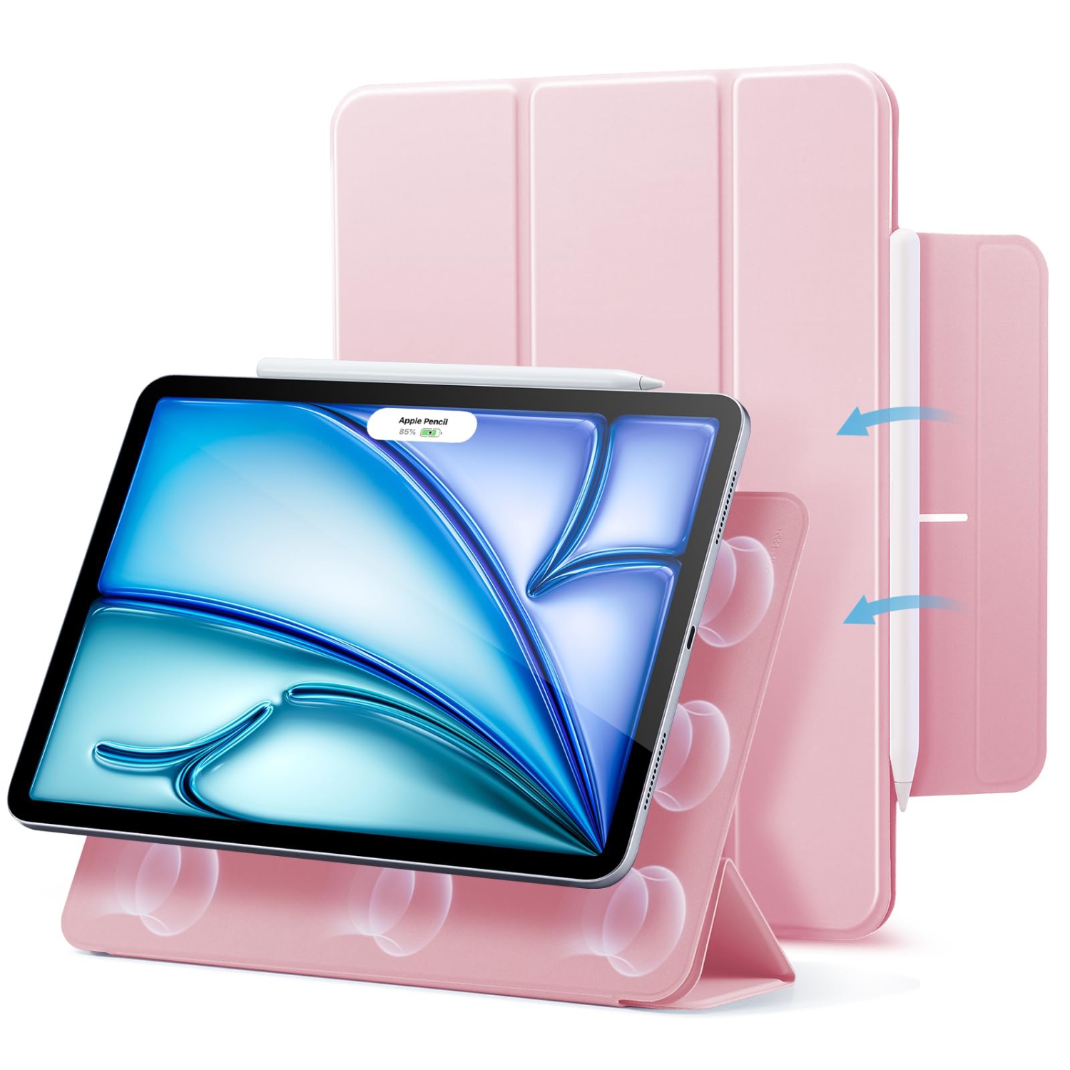 iPad Air 11 Inch Case (2024), iPad Air 5th/4th Generation Case (2022/2020), 10.9 Inch, Powerful Magnetic Case, Supports Pencil Pro/USB-C, Auto Wake/Sleep, Pink