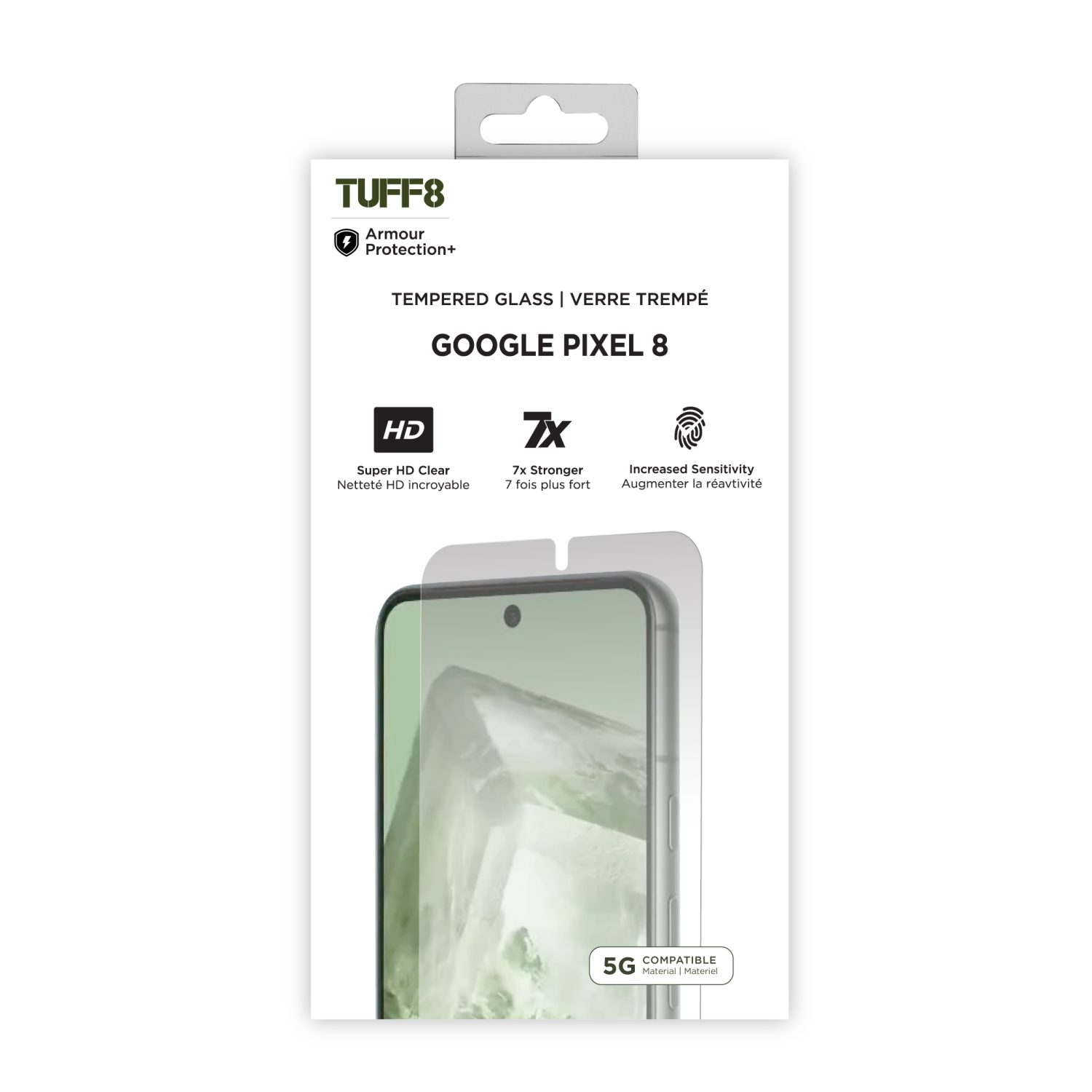 TUFF8 9H-rated Tempered Glass for Google Pixel 8