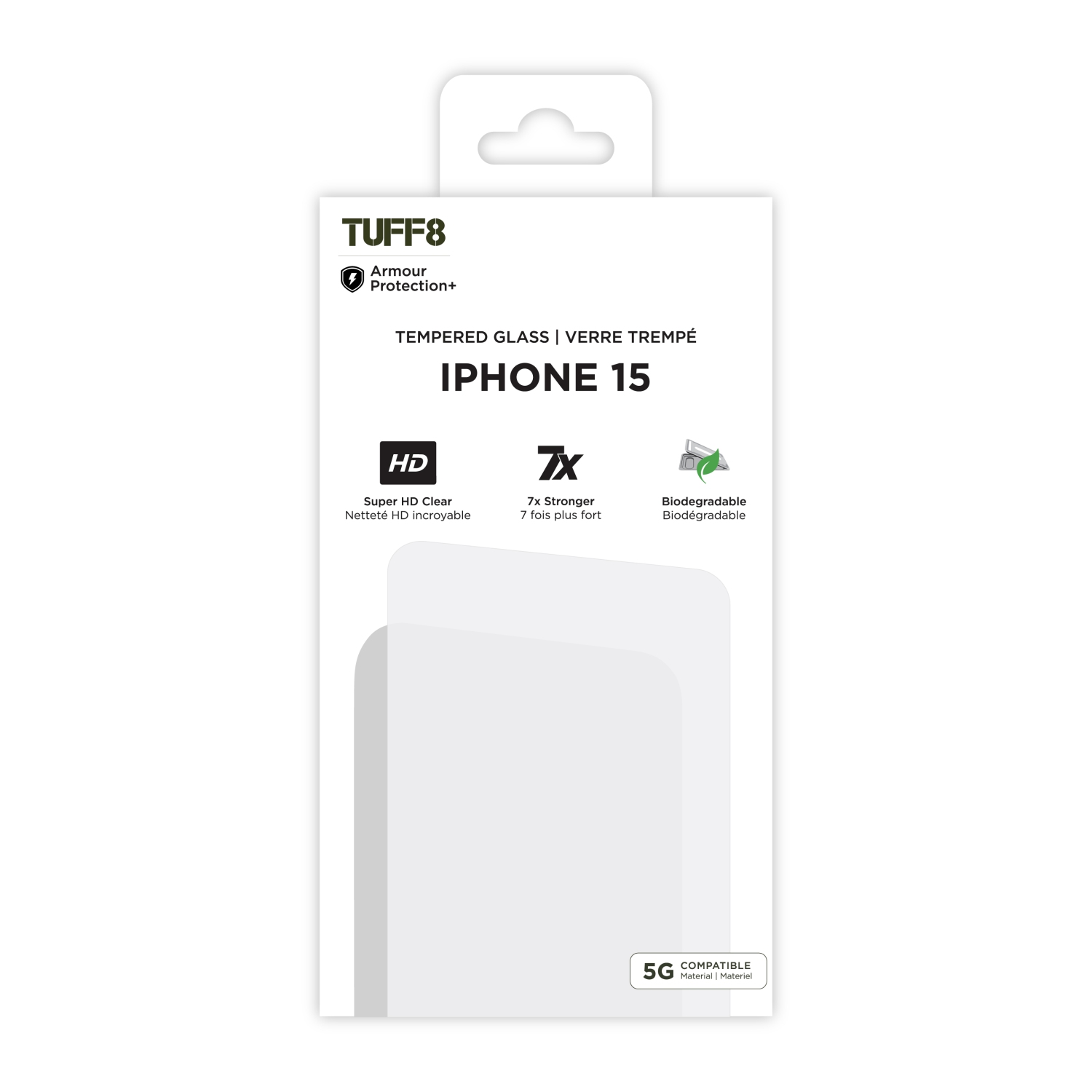 TUFF8 Tempered Glass with Auto Installer for iPhone 15 / 14 / 13
