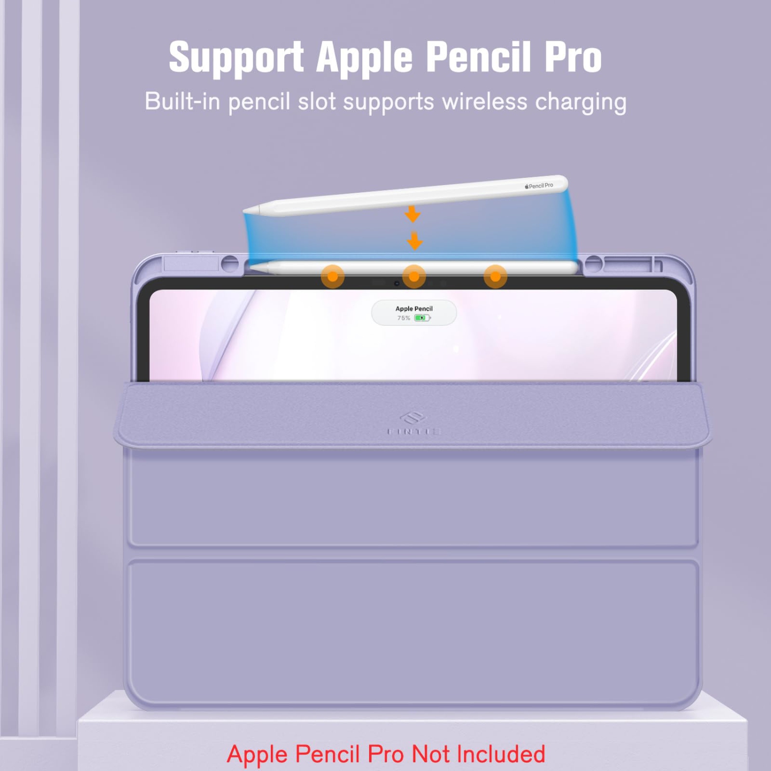 Hybrid Slim Case for iPad Pro 13-inch 2024, Built-in Pencil Holder Shockproof Cover w/Clear Transparent Back Shell (Lilac Purple)