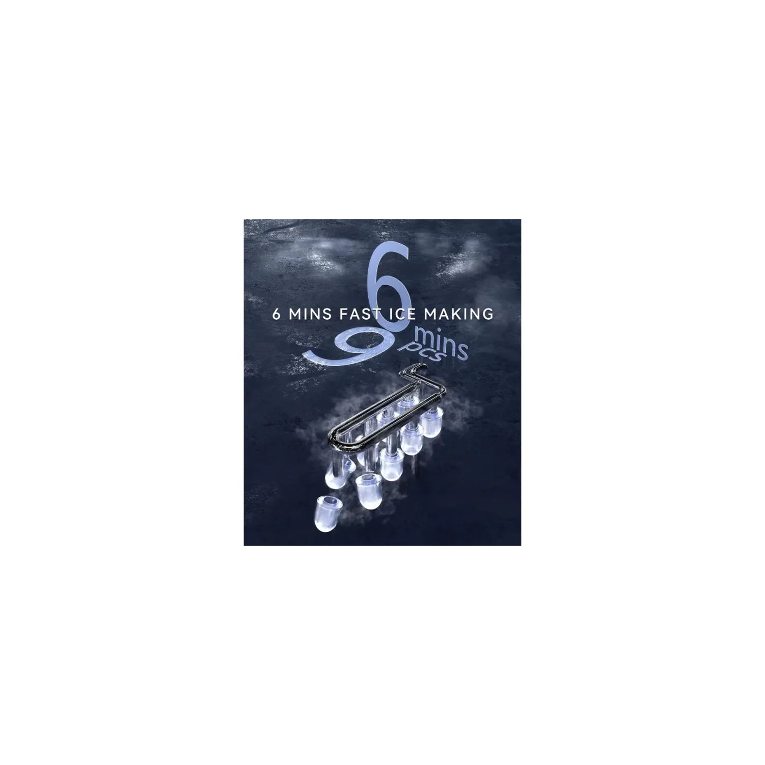 Ecozy Portable Countertop Ice Maker - 9pcs Ice Cubes in 6 Minutes, 26 lbs Daily Output, Self-Cleaning with Ice Bags, Scoop, and Basket - Utensils