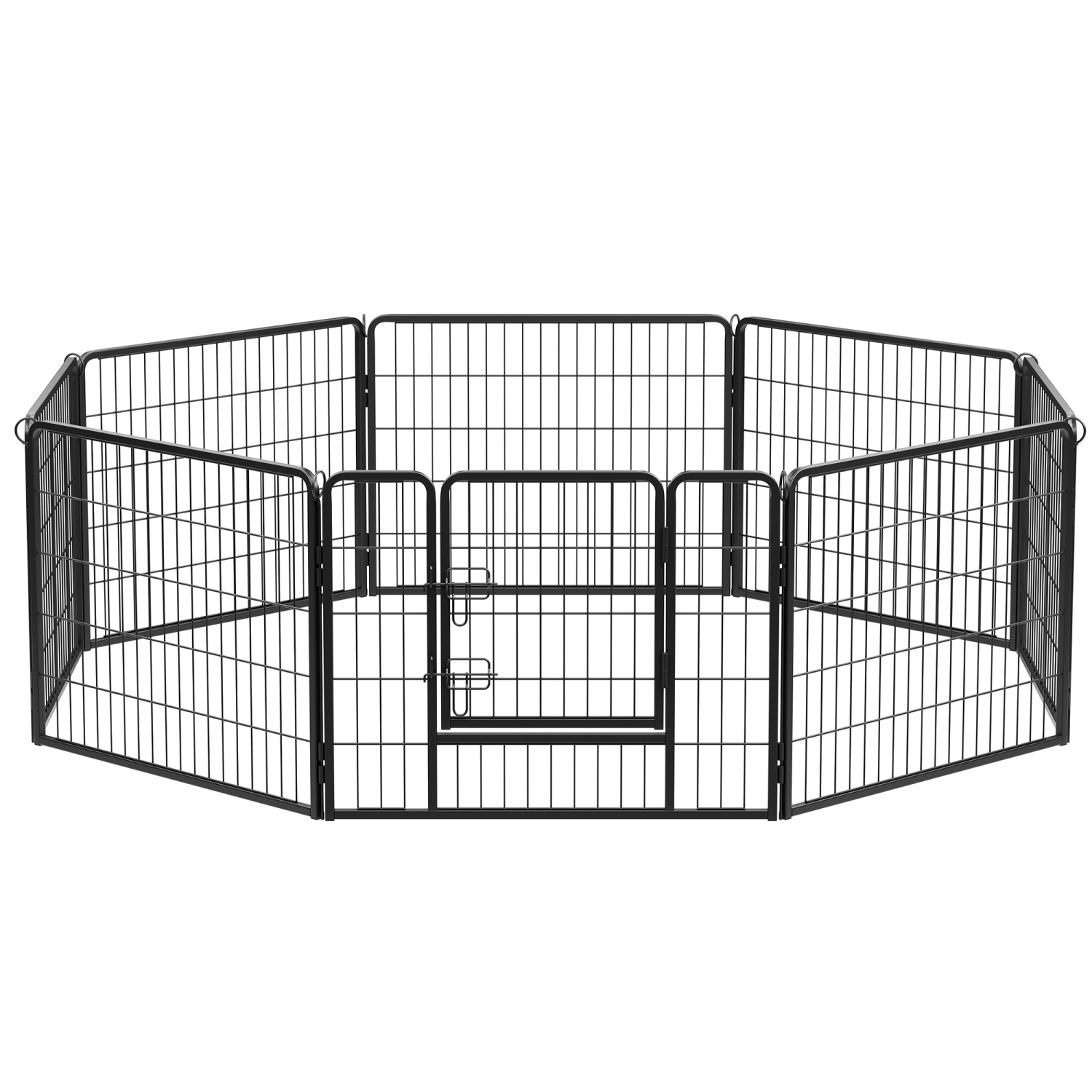 SONGMICS HOME Customizable 8-Panel Pet Playpen, Iron Dog Cage, Heavy Duty Pet Fence, Puppy Whelping Pen, Foldable and Portable, 77 x 60 cm, Black PPK86H