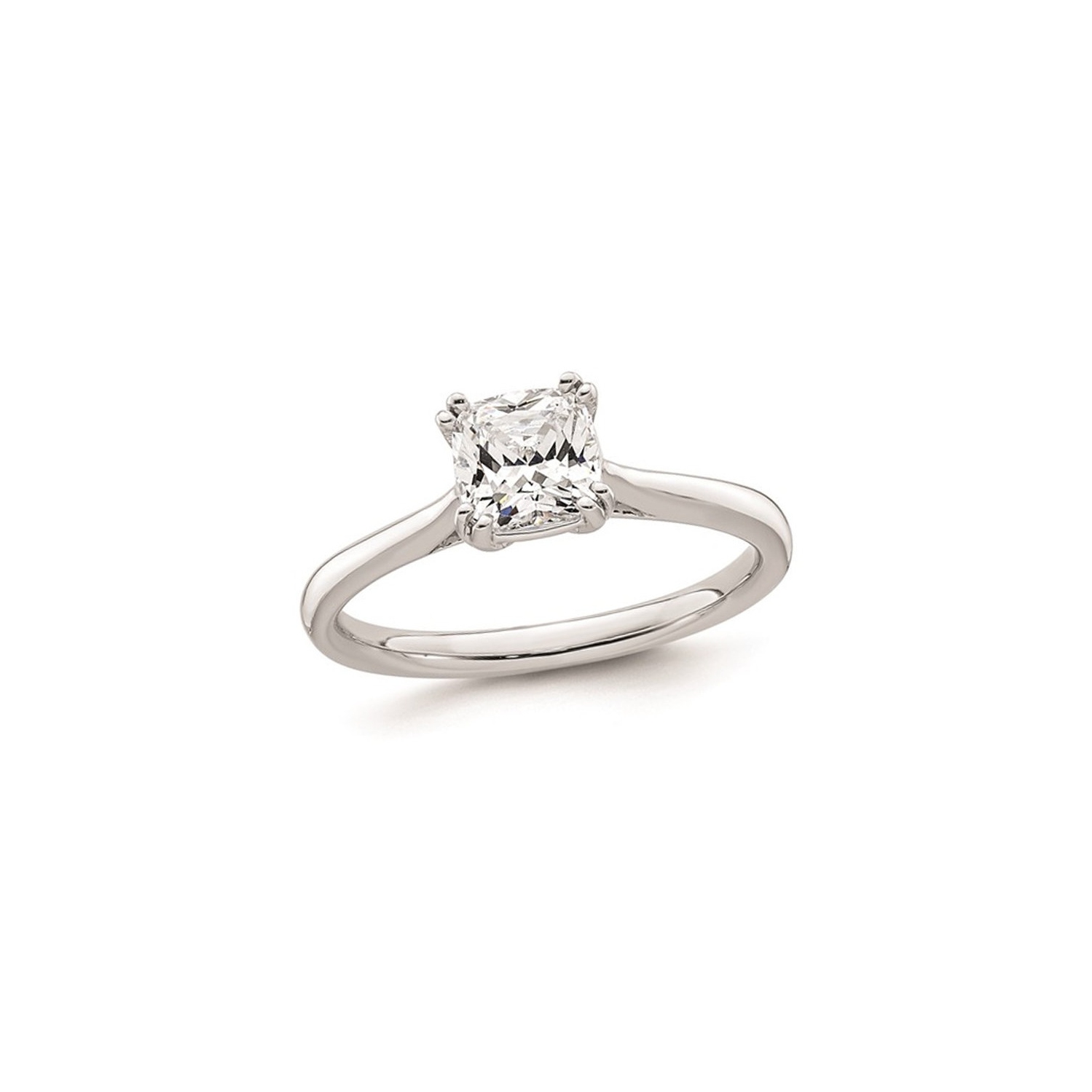 1.25 Carat IGI Certified Cushion-Cut Lab Grown Diamond Solitaire Engagement Ring in 14K White Gold