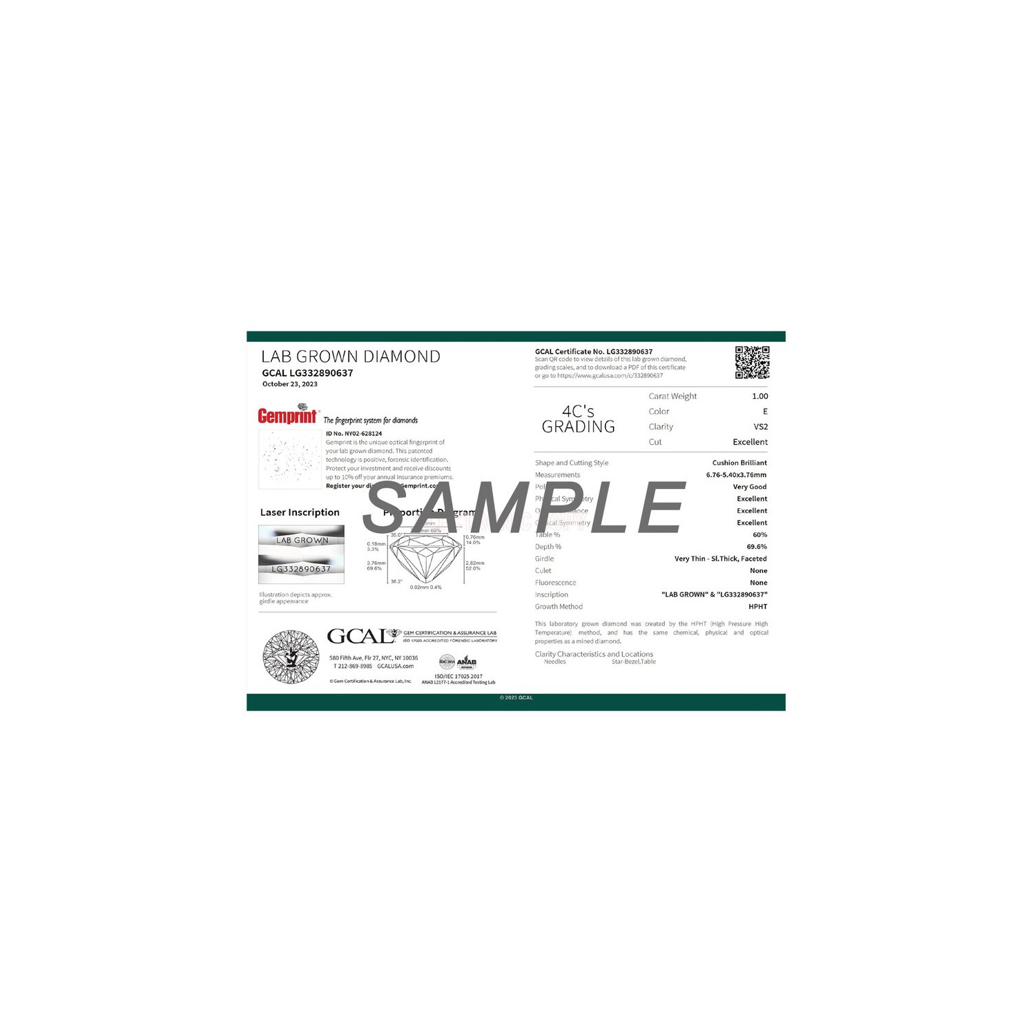 1.25 Carat IGI Certified Cushion-Cut Lab Grown Diamond Solitaire Engagement Ring in 14K White Gold