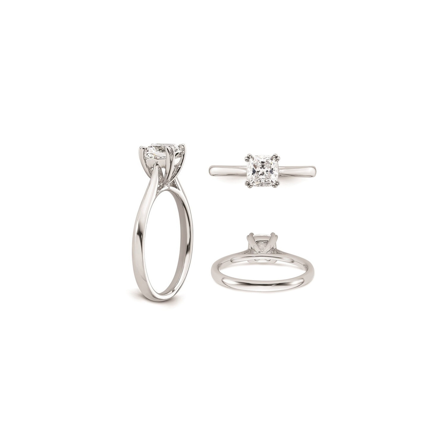 1.25 Carat IGI Certified Cushion-Cut Lab Grown Diamond Solitaire Engagement Ring in 14K White Gold