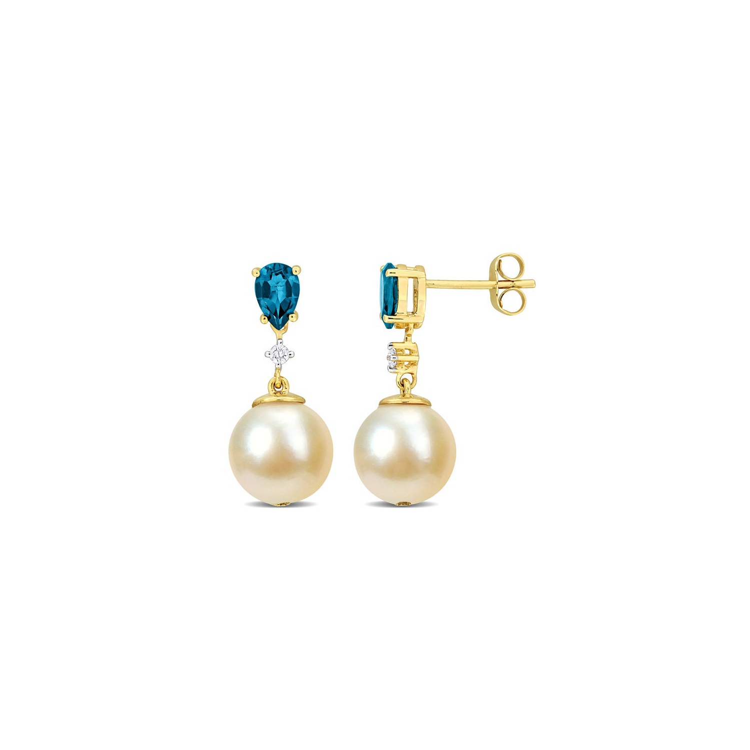 8.5-9mm Golden South Sea Pearl Drop Earrings in 14K Yellow Gold