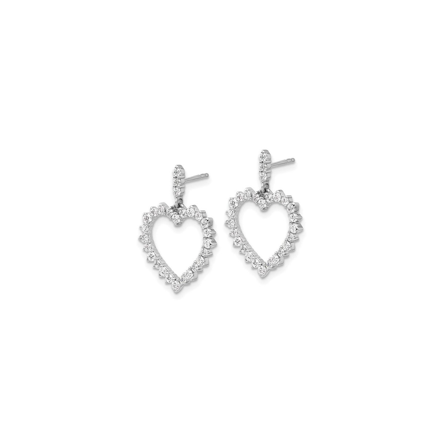 1.00 Carat Lab-Grown Diamond Heart Dangle Earrings in 14K White and Yellow Gold