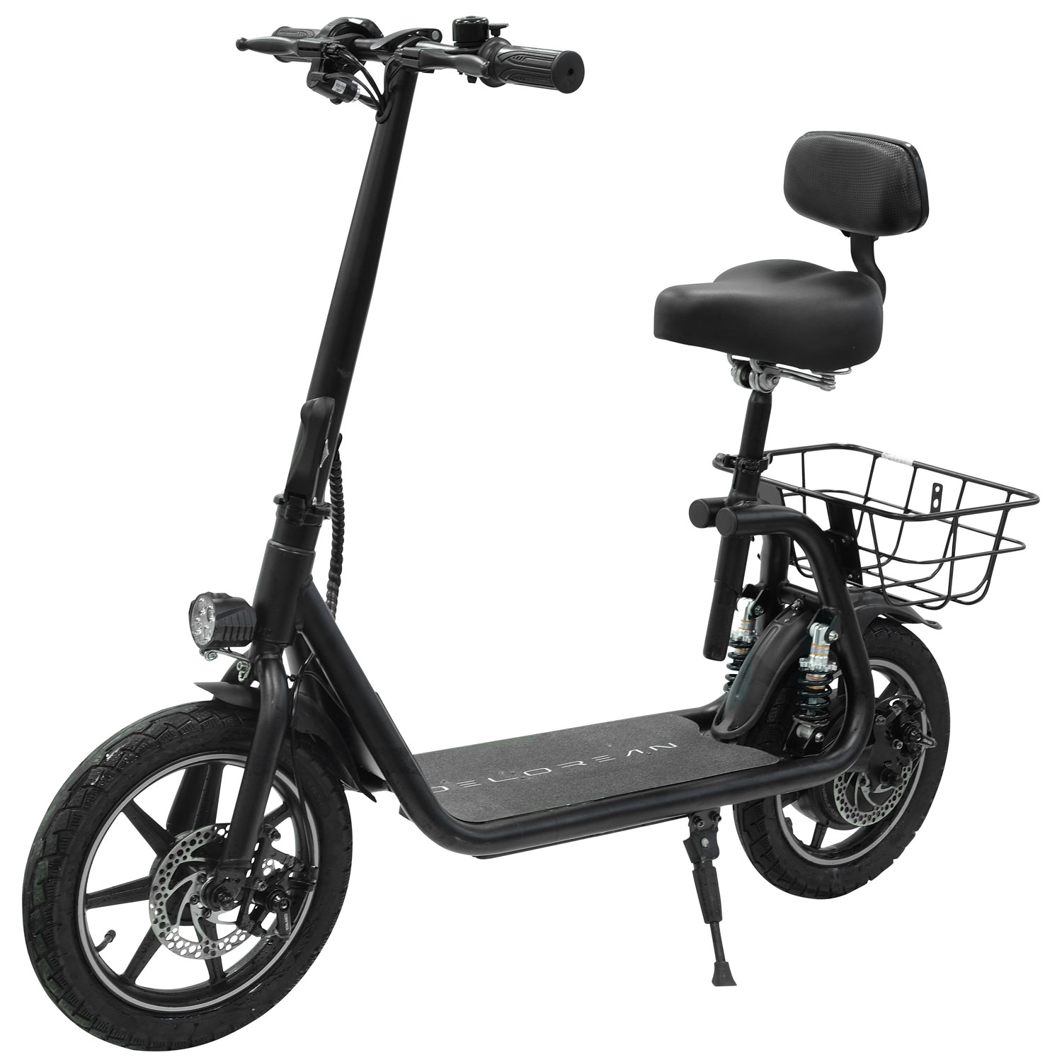 Trottinette électrique pliable avec siège de 14 po de DeLorean - Noir