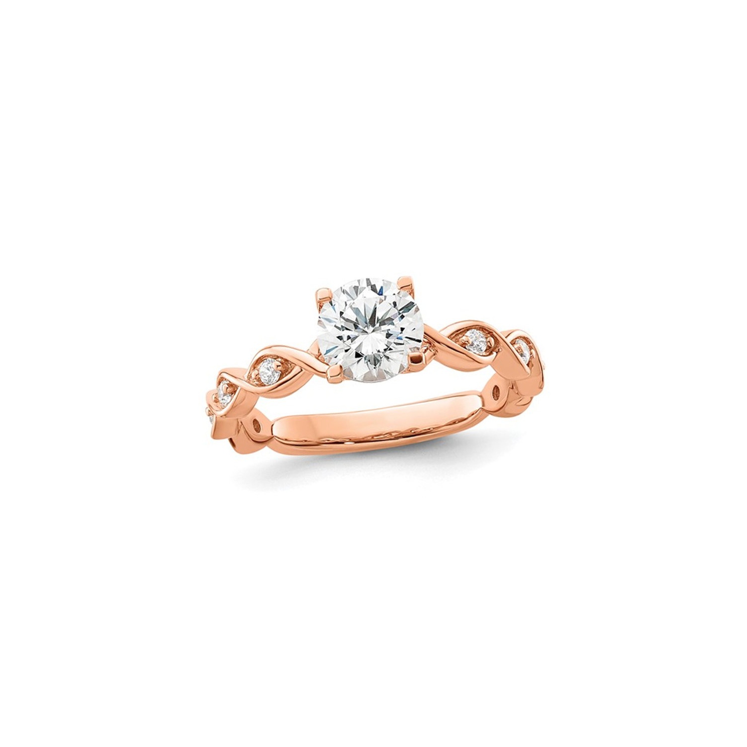 1.16 Carat (ctw VS2, D-E-F) IGI Certified Round Lab-Grown Diamond Engagement Ring 14K Rose Gold