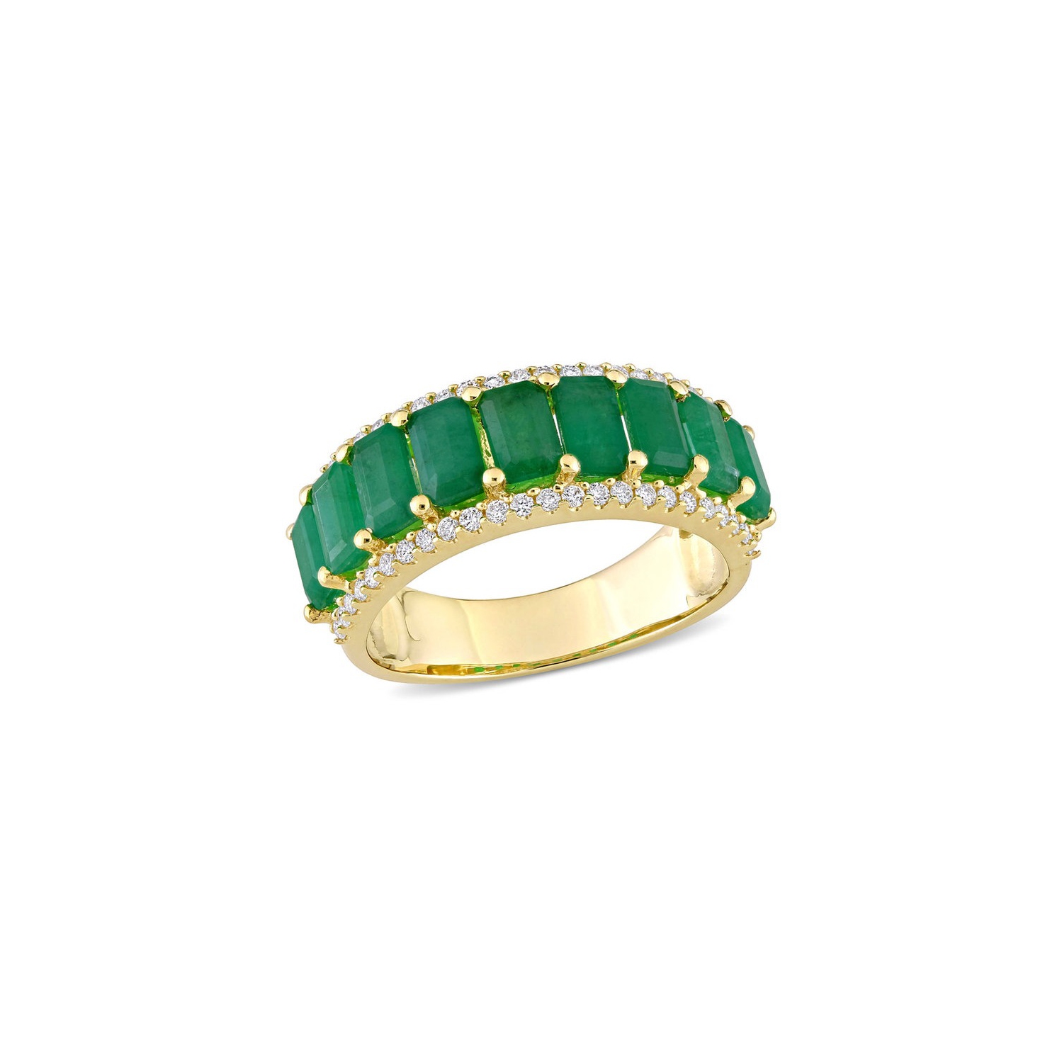2.40 Carat Emerald Ring band with Diamonds in 14K Yellow Gold