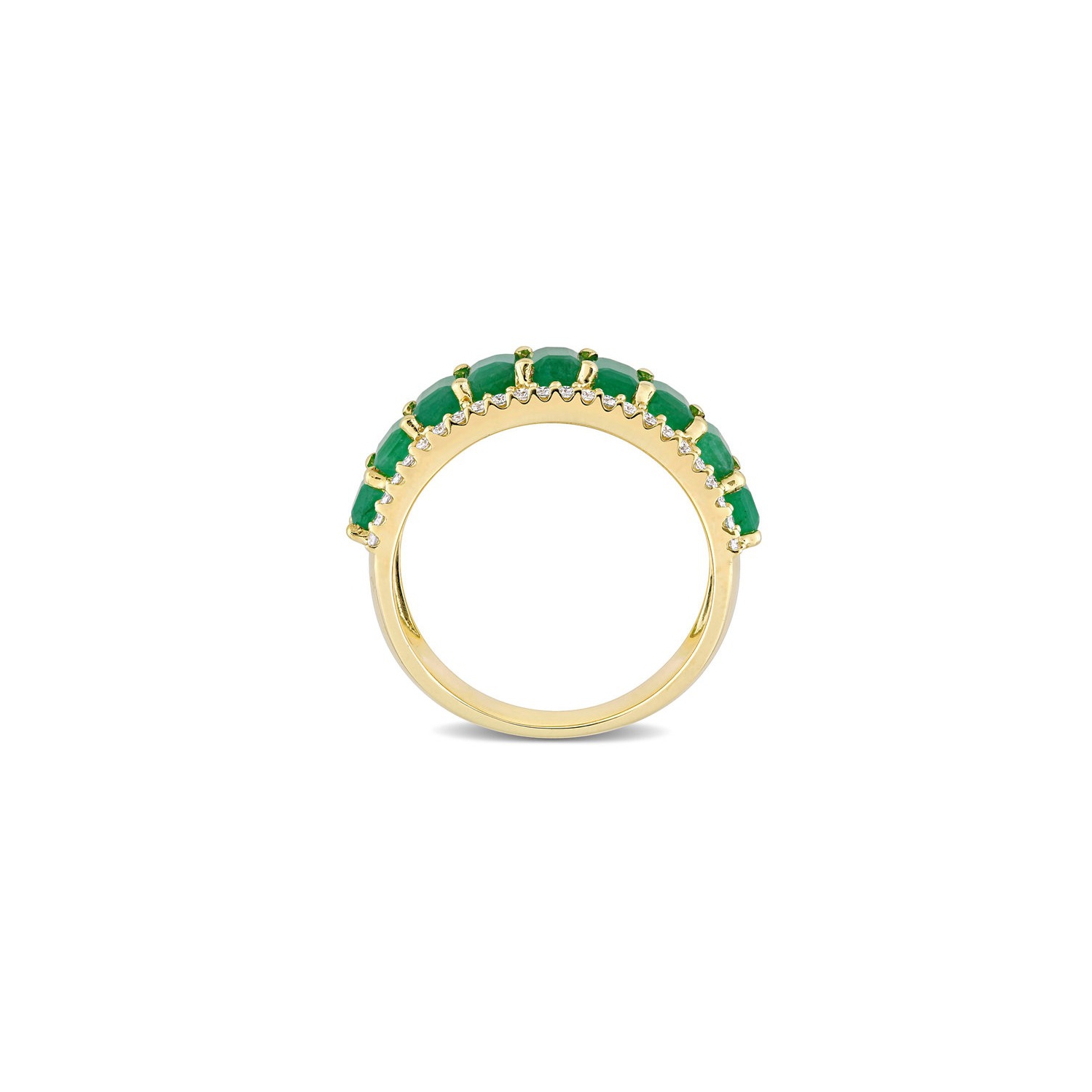 2.40 Carat Emerald Ring band with Diamonds in 14K Yellow Gold