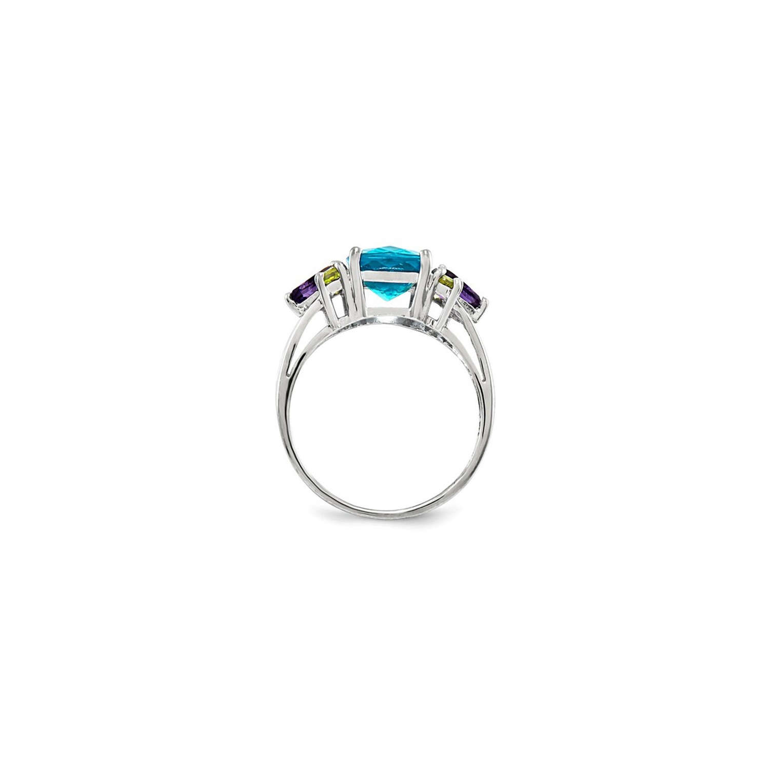 3.70 Carat Blue Topaz, Amethyst, and Peridot Ring in Sterling Silver