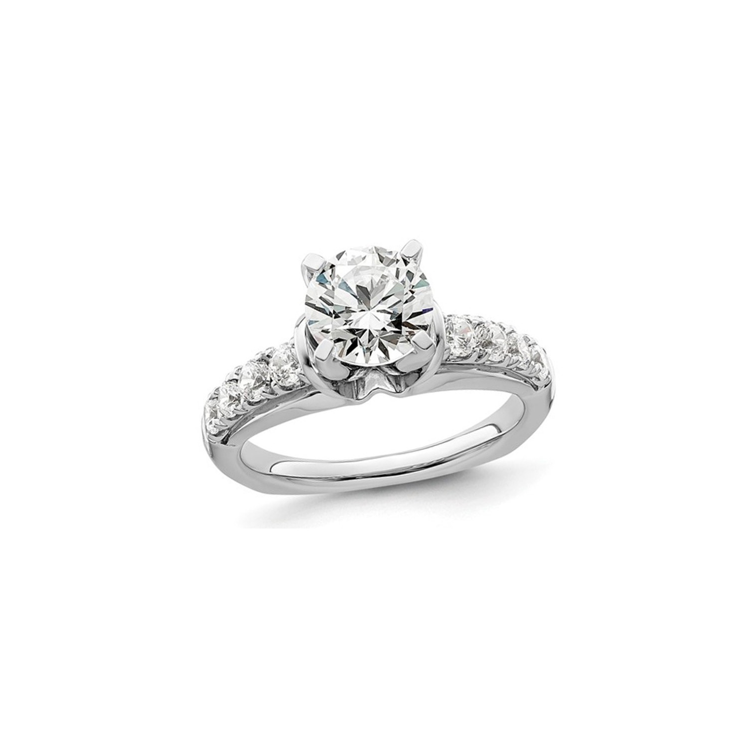 2.00 Carat (ctw VS2, D-E-F) IGI Certified Round Lab-Grown Diamond Engagement Ring 14K White Gold