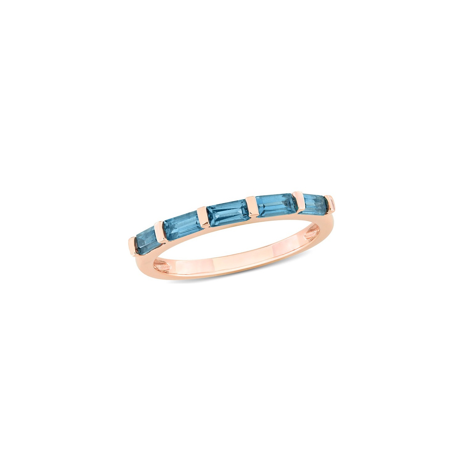 1.00 Carat Baguette-Cut London Blue Topaz Band Ring in 10K Rose Gold