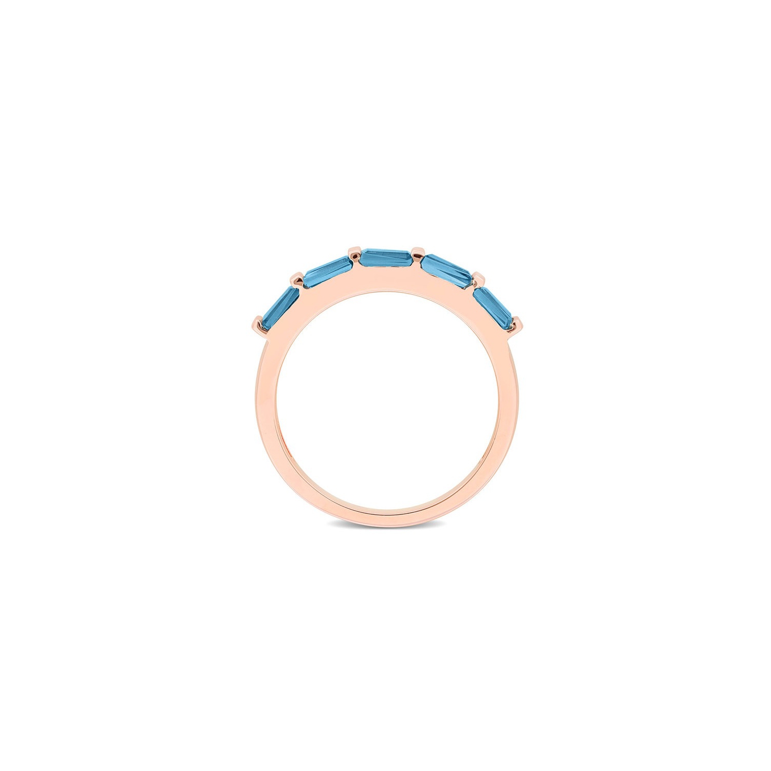 1.00 Carat Baguette-Cut London Blue Topaz Band Ring in 10K Rose Gold