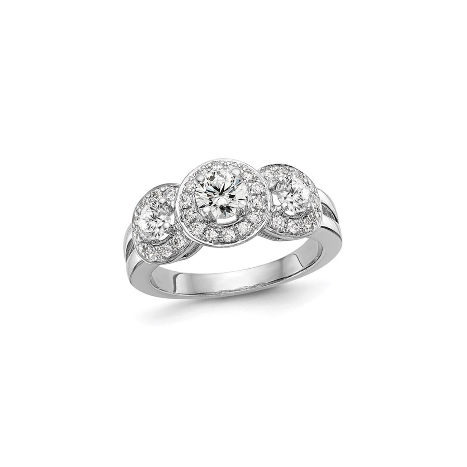 1.30 Carat Lab-Grown Three-Stone Diamond Engagement Ring 14K White Gold