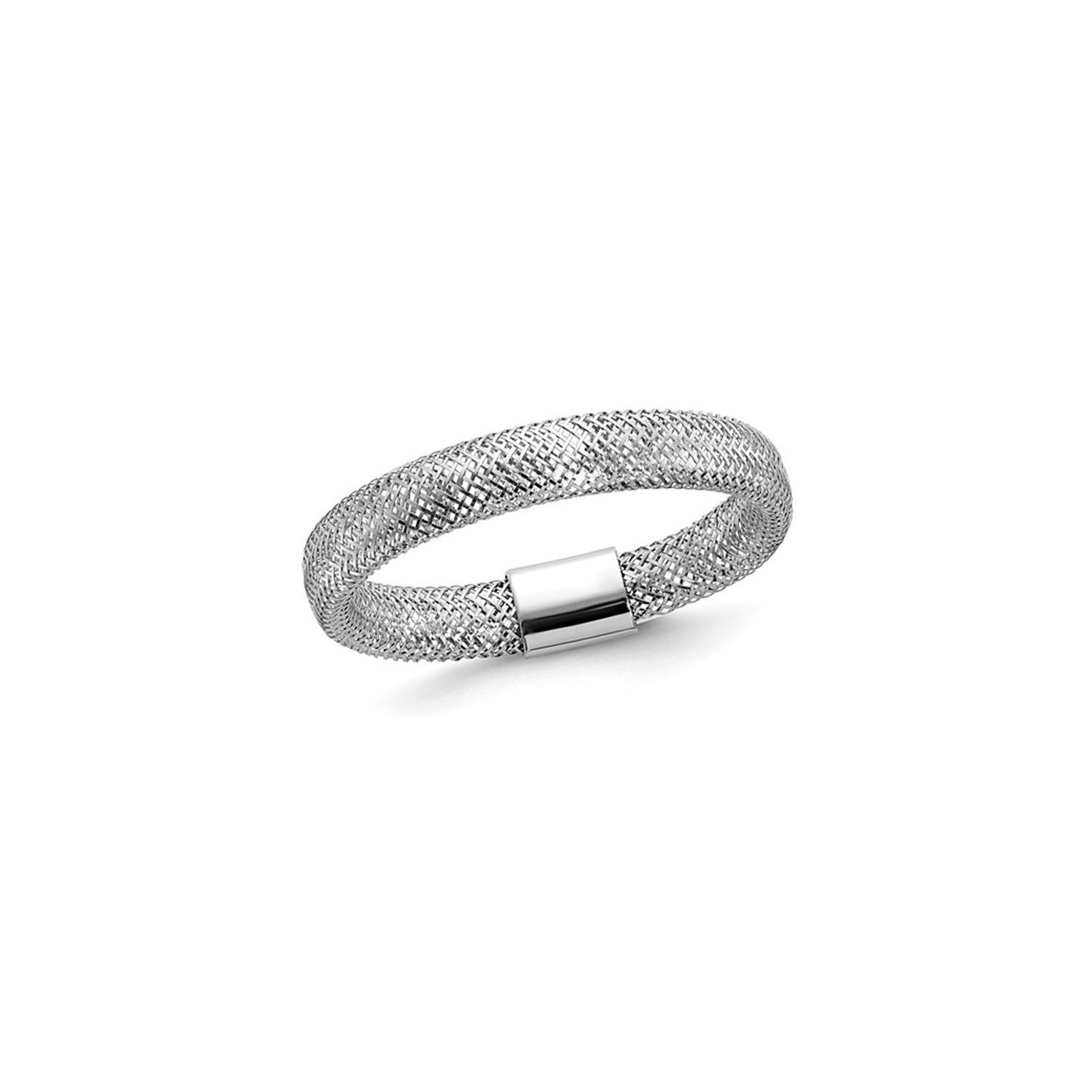 14K White Gold Mesh Stretch Ring Band