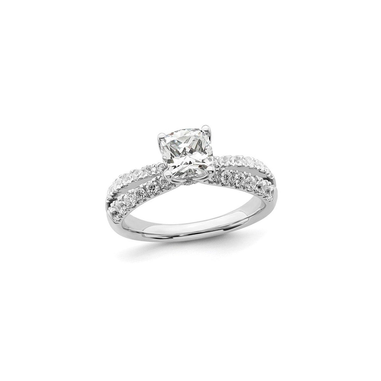 1.80 Carat Certified Cushion-Cut Lab Grown Diamond Engagement Ring in 14K White Gold