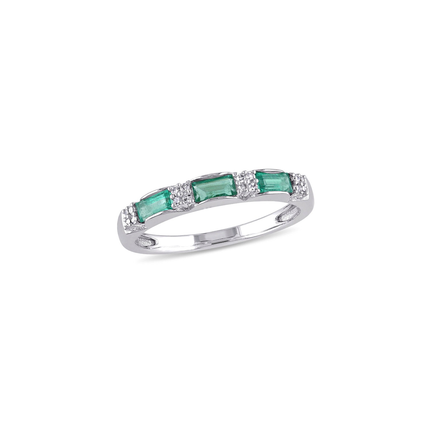 1/3 Carat Baguette Emerald Band Ring in 10K White Gold