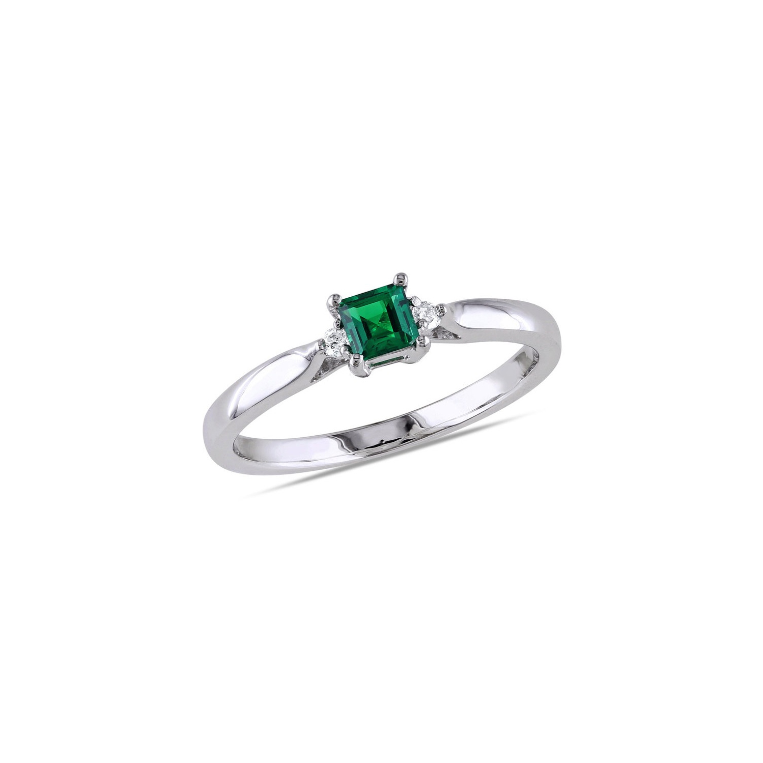 1/5 Carat Lab-Created Solitaire Emerald Ring in Sterling Silver