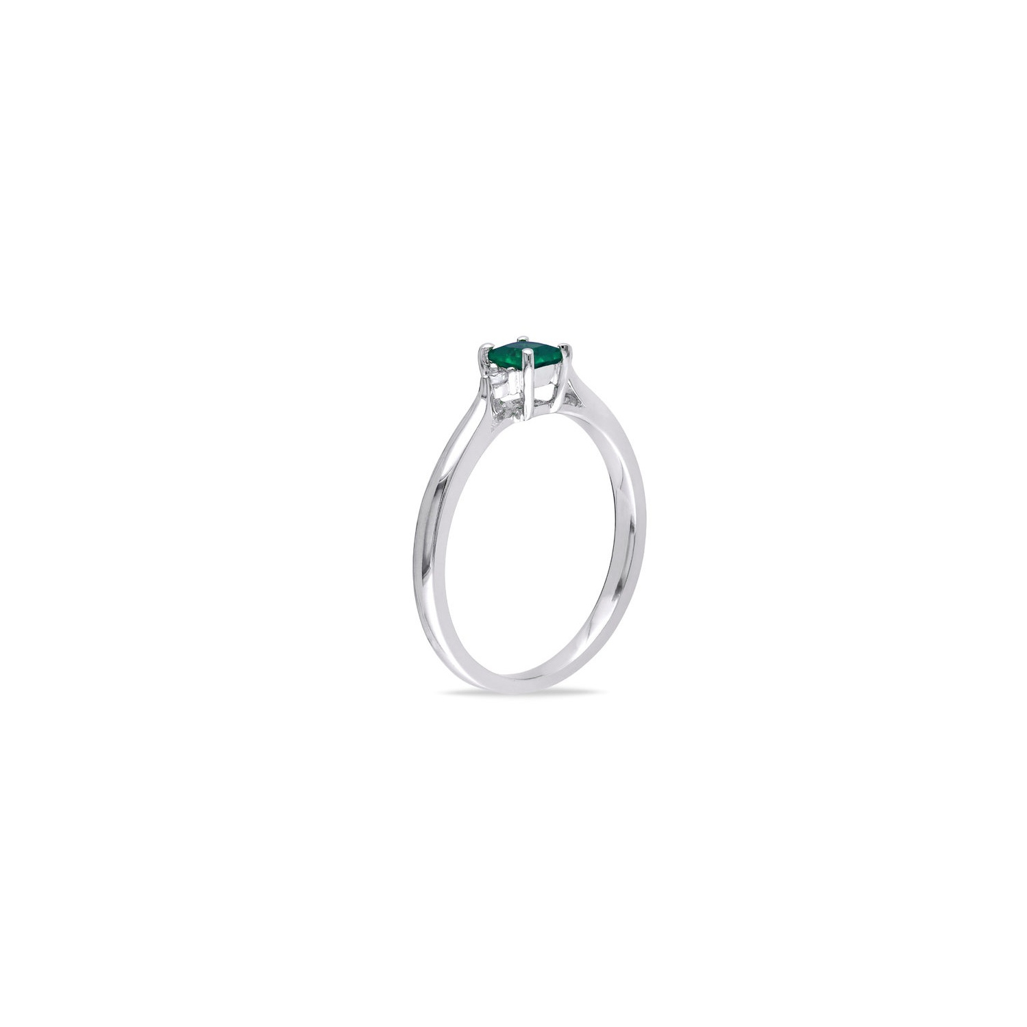 1/5 Carat Lab-Created Solitaire Emerald Ring in Sterling Silver