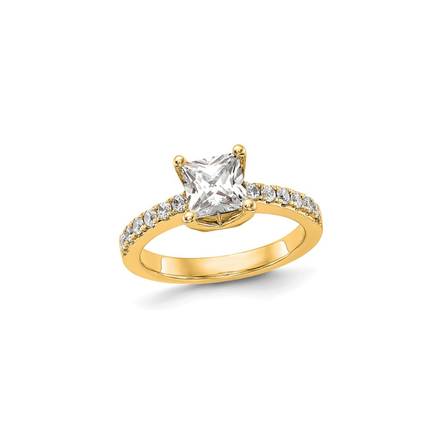 1.90 Carat Certified Princess Lab-Grown Diamond Engagement Ring 14K Yellow Gold