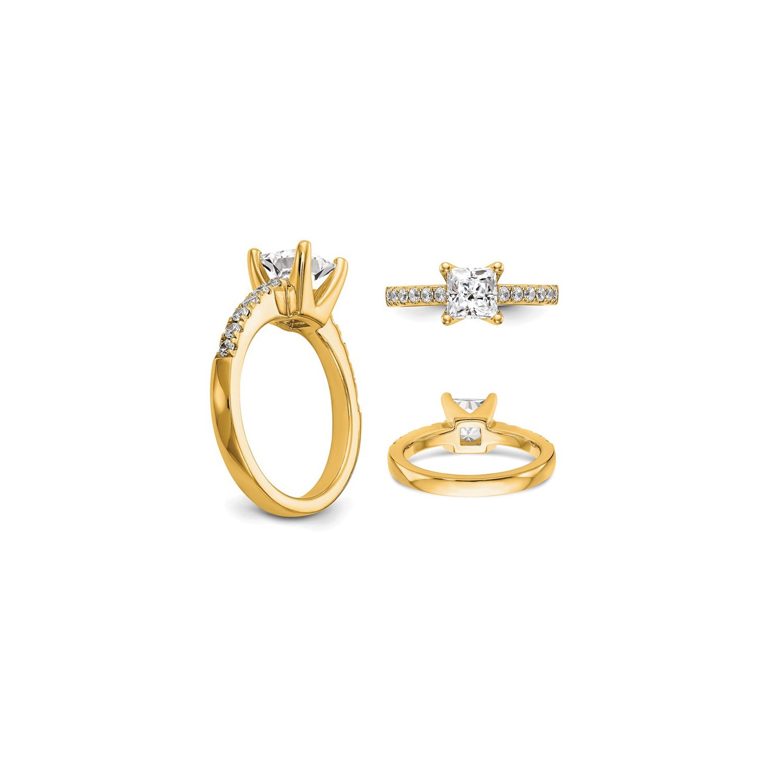 1.90 Carat Certified Princess Lab-Grown Diamond Engagement Ring 14K Yellow Gold