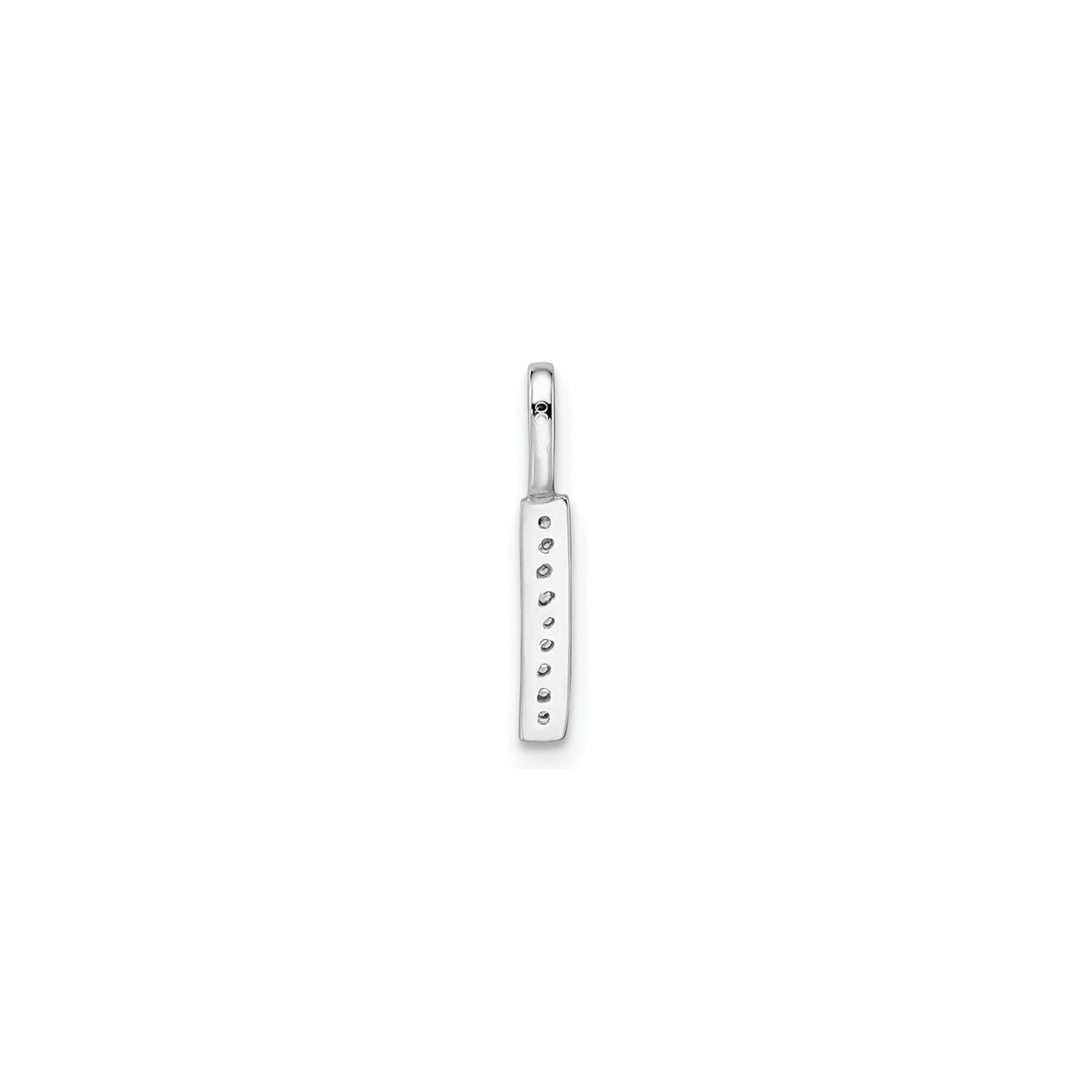 14K White Gold Initial -I- Pendant Charm with Accent Diamonds