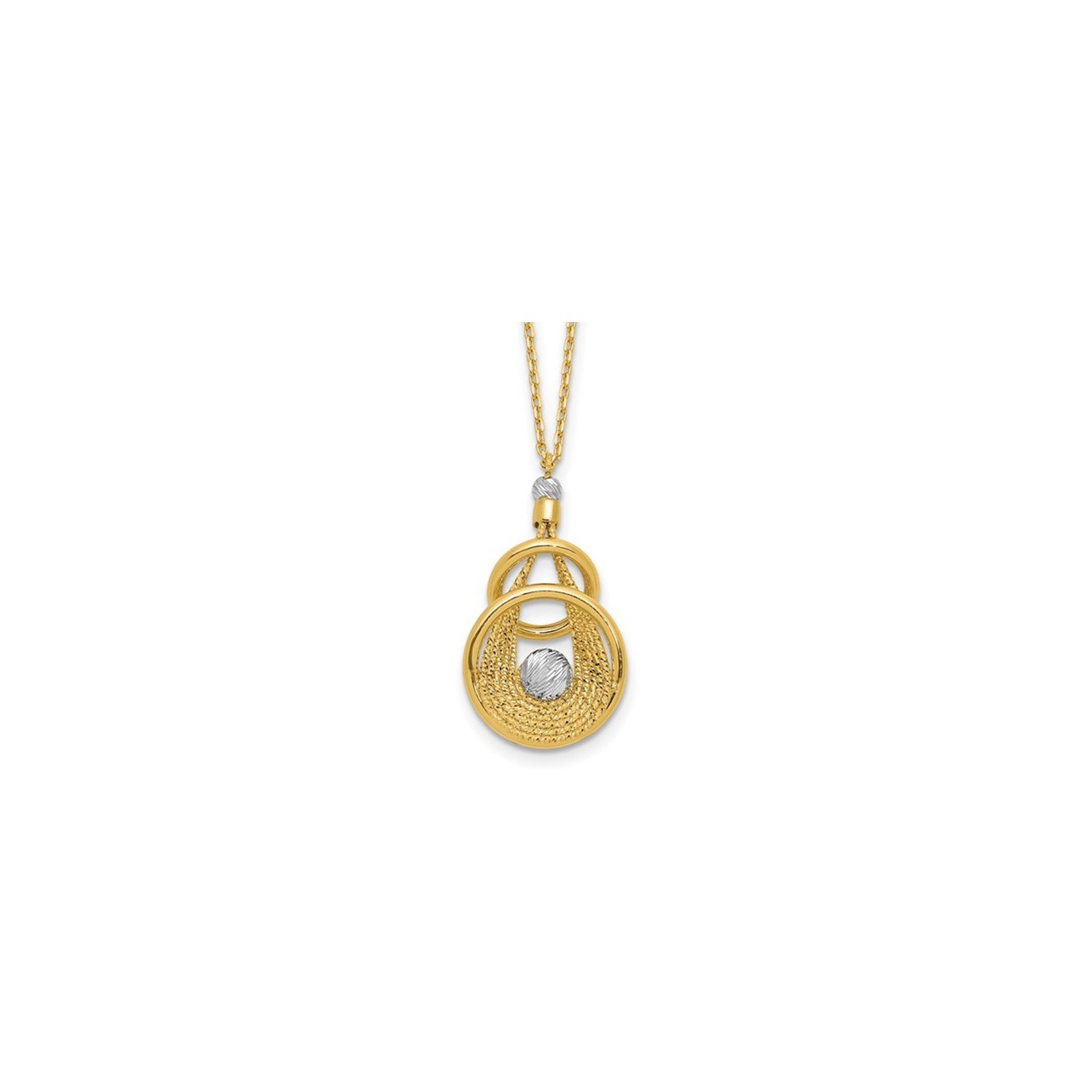 14K Yellow Gold Multi-Circle Pendant Necklace with Chain