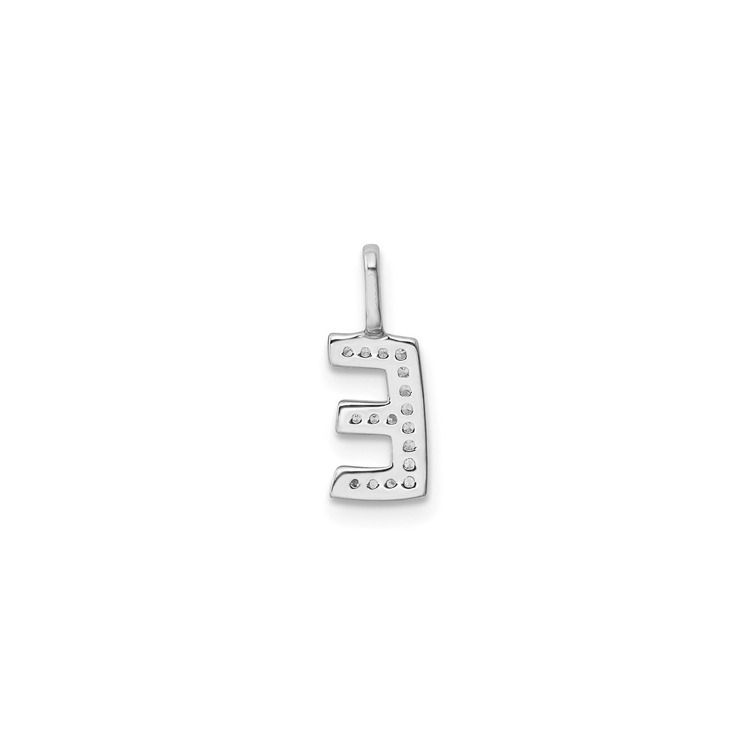 14K White Gold Initial -E- Pendant Charm with Accent Diamonds