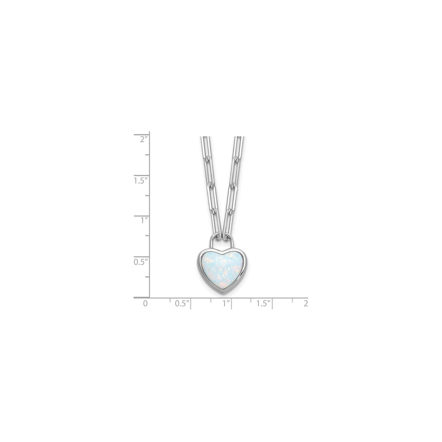Lab Created Opal Heart Paperclip Pendant Necklace in Sterling Silver with Chain