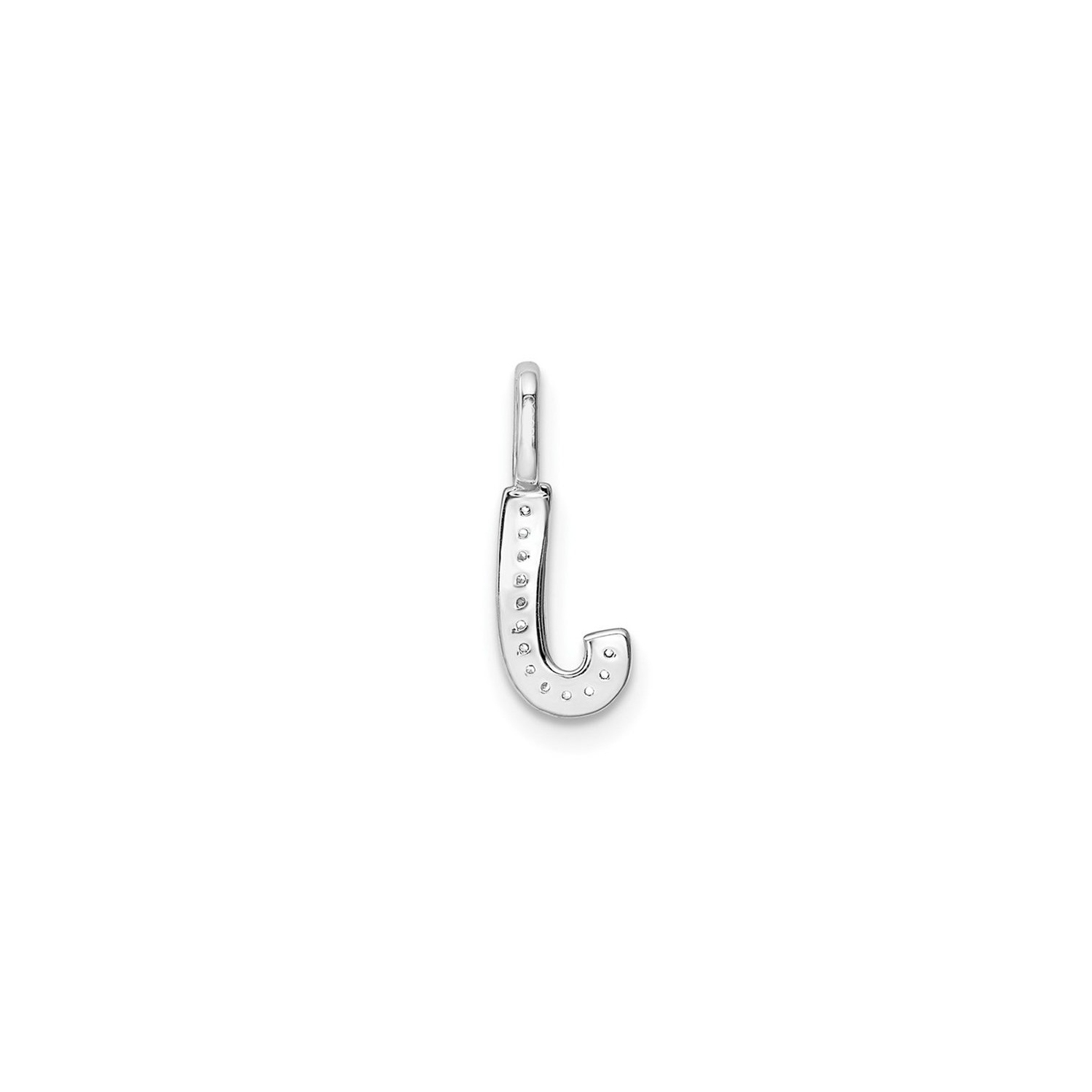 14K White Gold Initial -J- Pendant Charm with Accent Diamonds