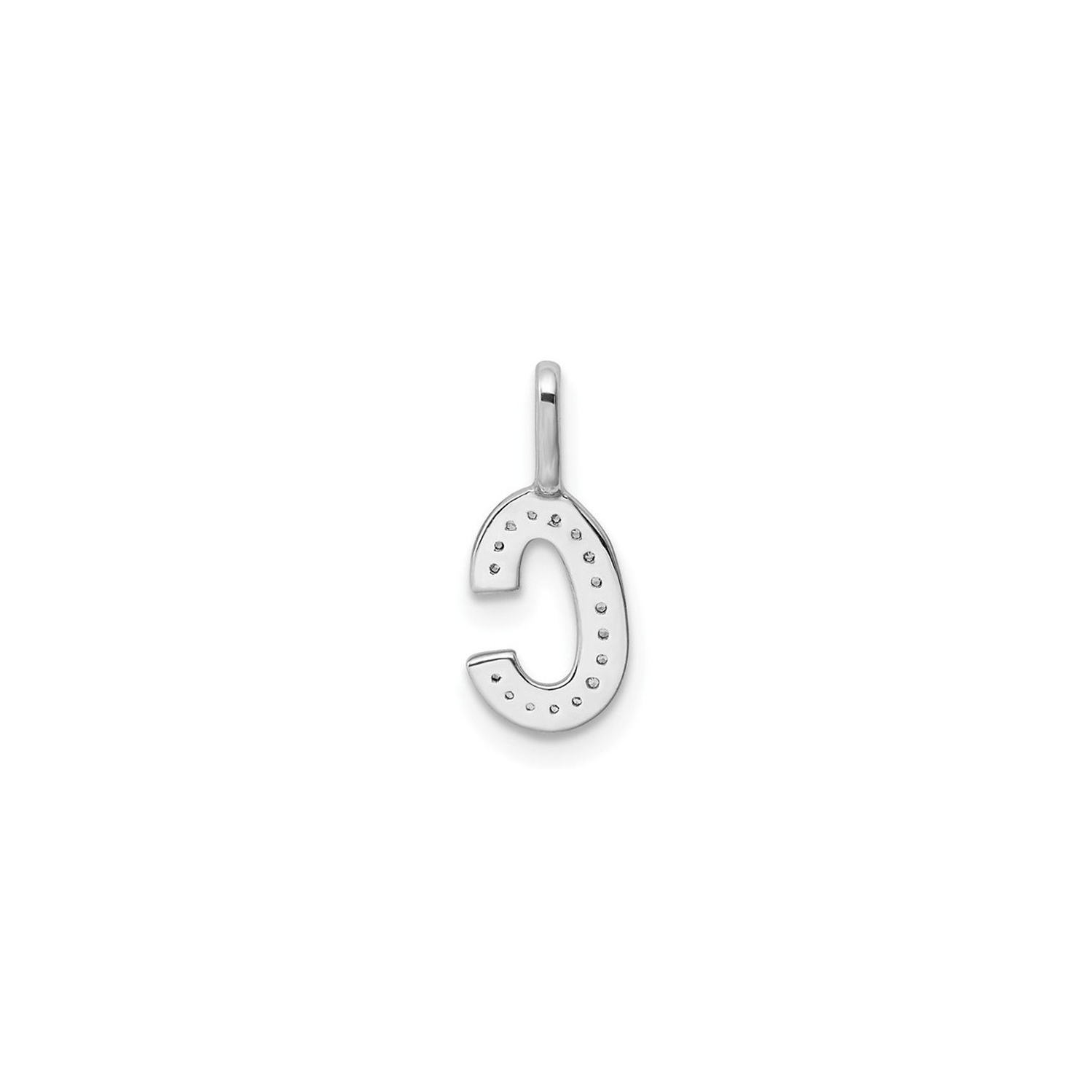 14K White Gold Initial -C- Pendant Charm with Accent Diamonds
