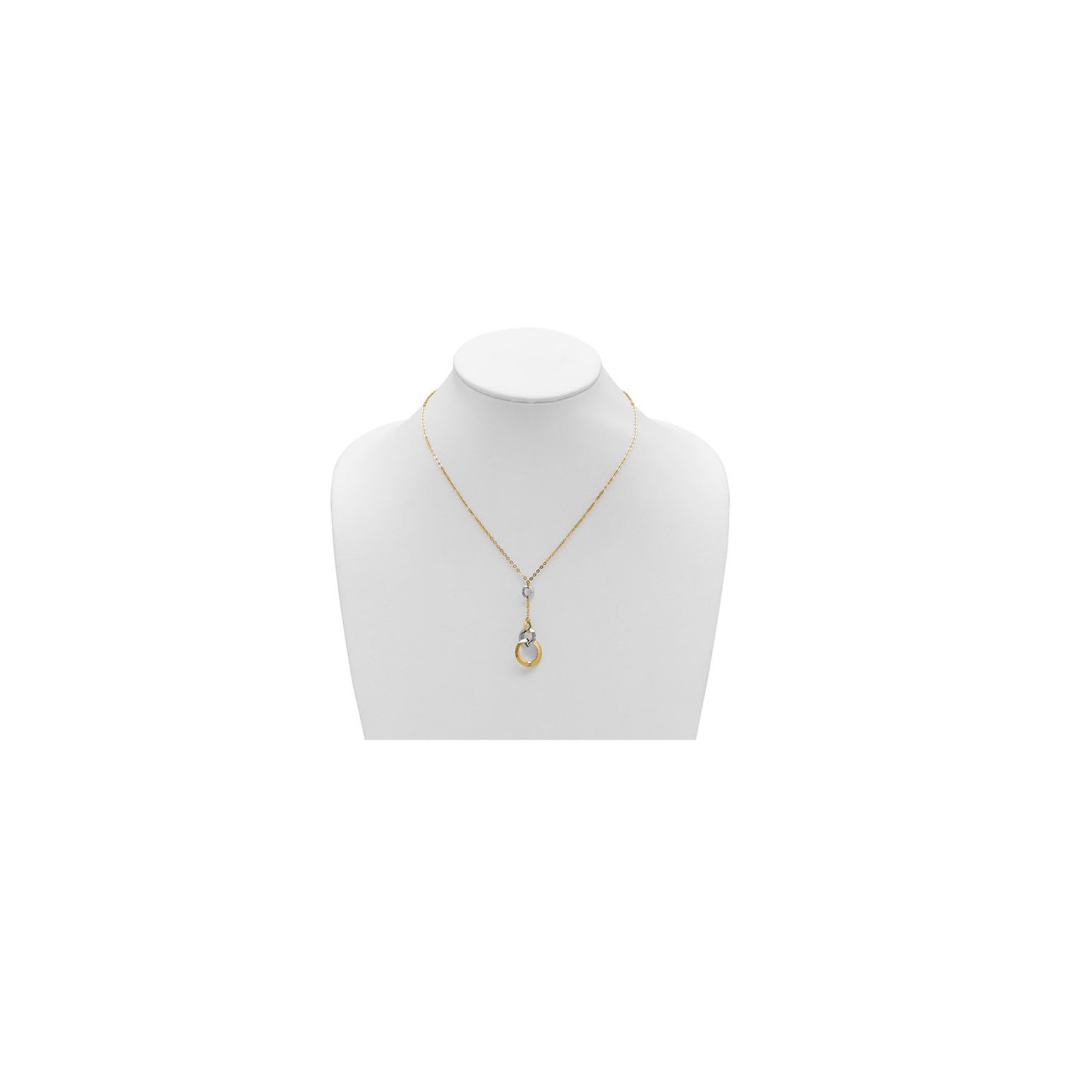 14K Yellow and White Gold Multi Circle Pendant Necklace with Chain