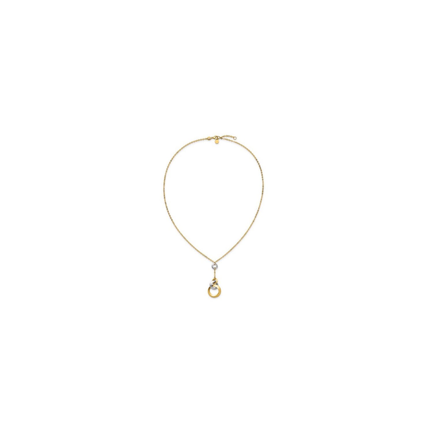 14K Yellow and White Gold Multi Circle Pendant Necklace with Chain