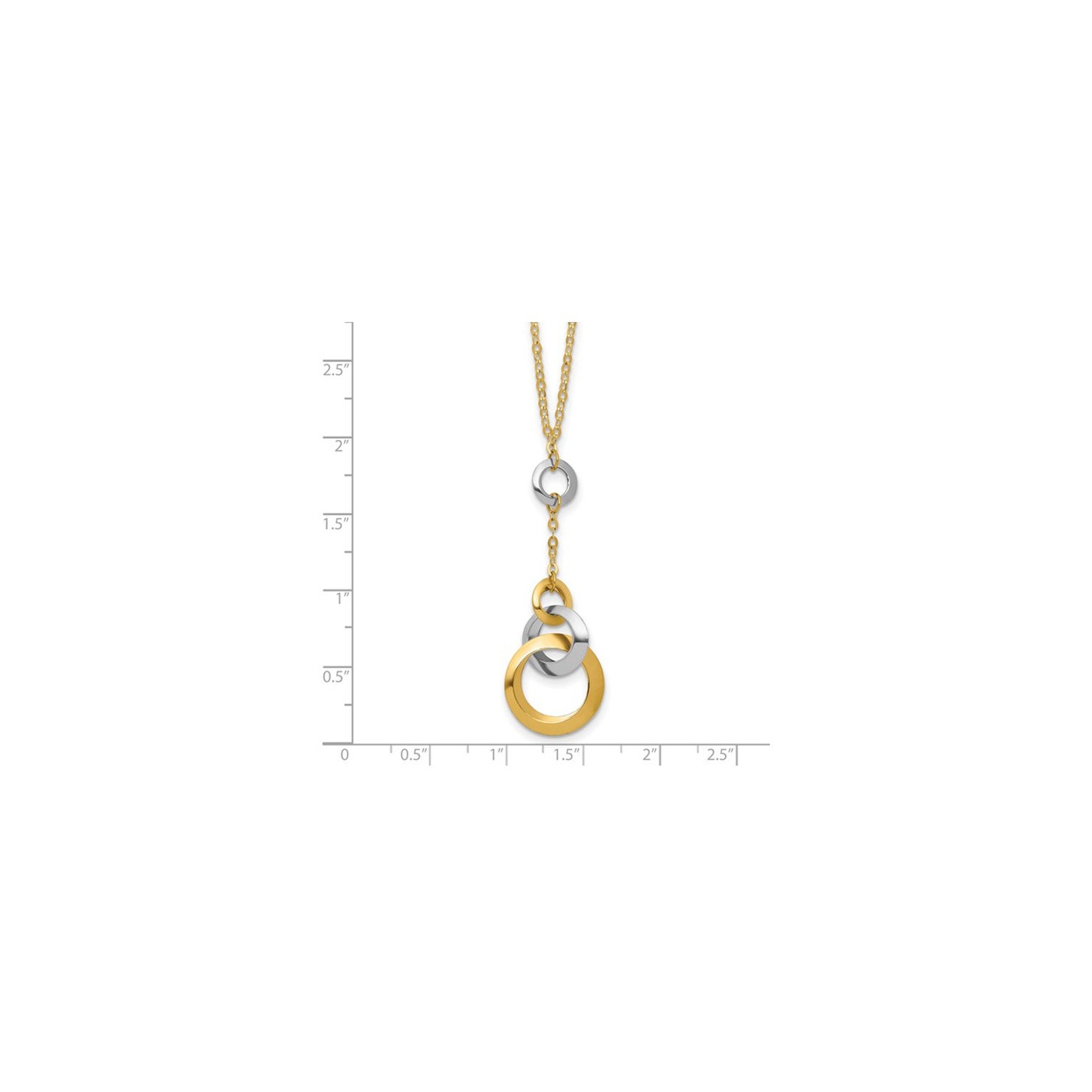 14K Yellow and White Gold Multi Circle Pendant Necklace with Chain