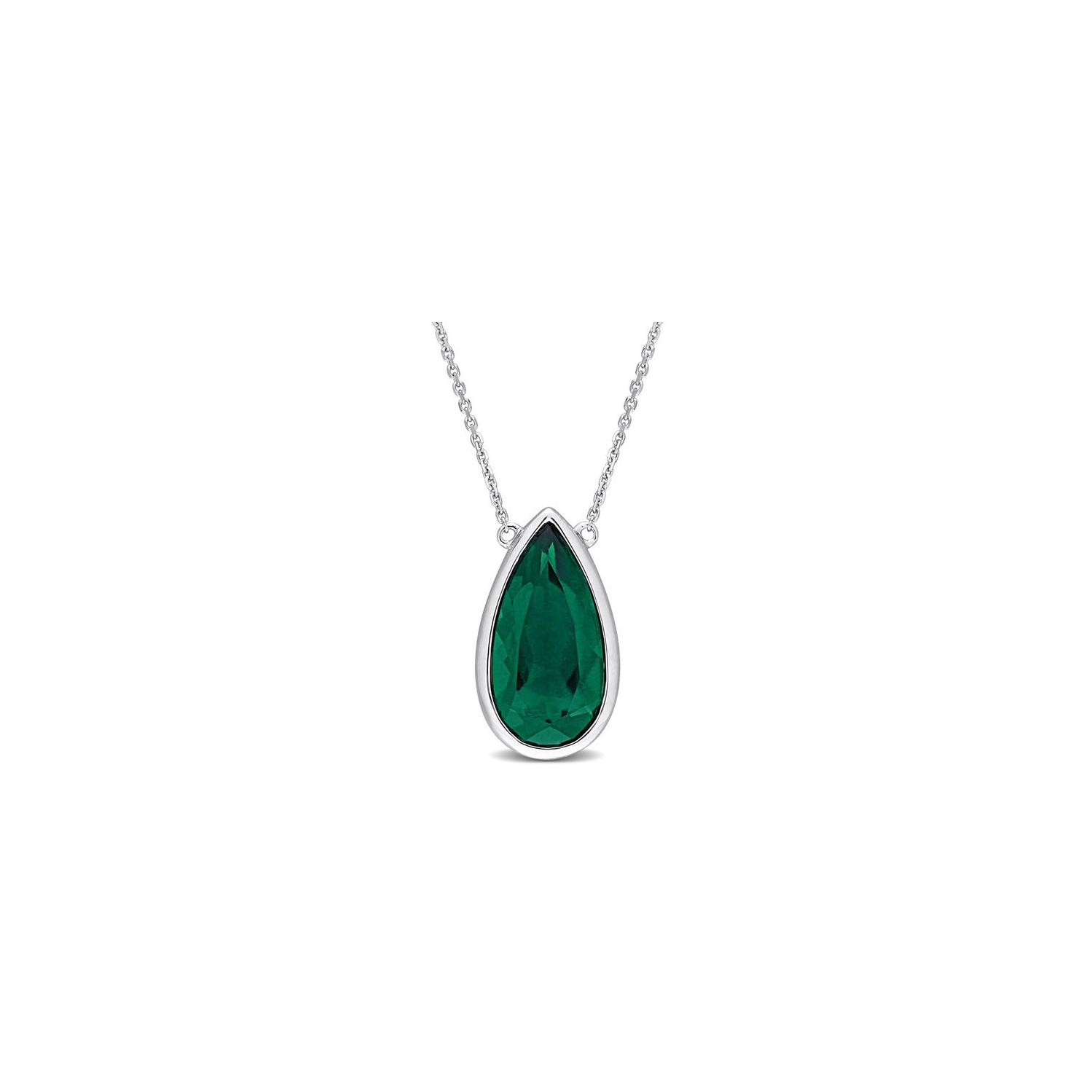 5.00 Carat Lab-Created Emerald Drop Pendant Necklace in 14K White Gold with Chain