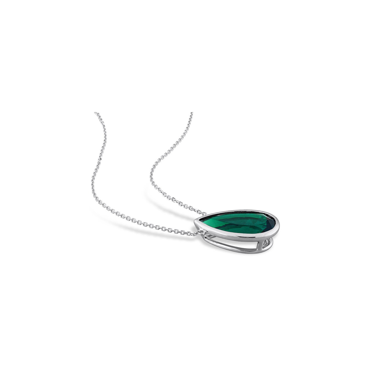 5.00 Carat Lab-Created Emerald Drop Pendant Necklace in 14K White Gold with Chain