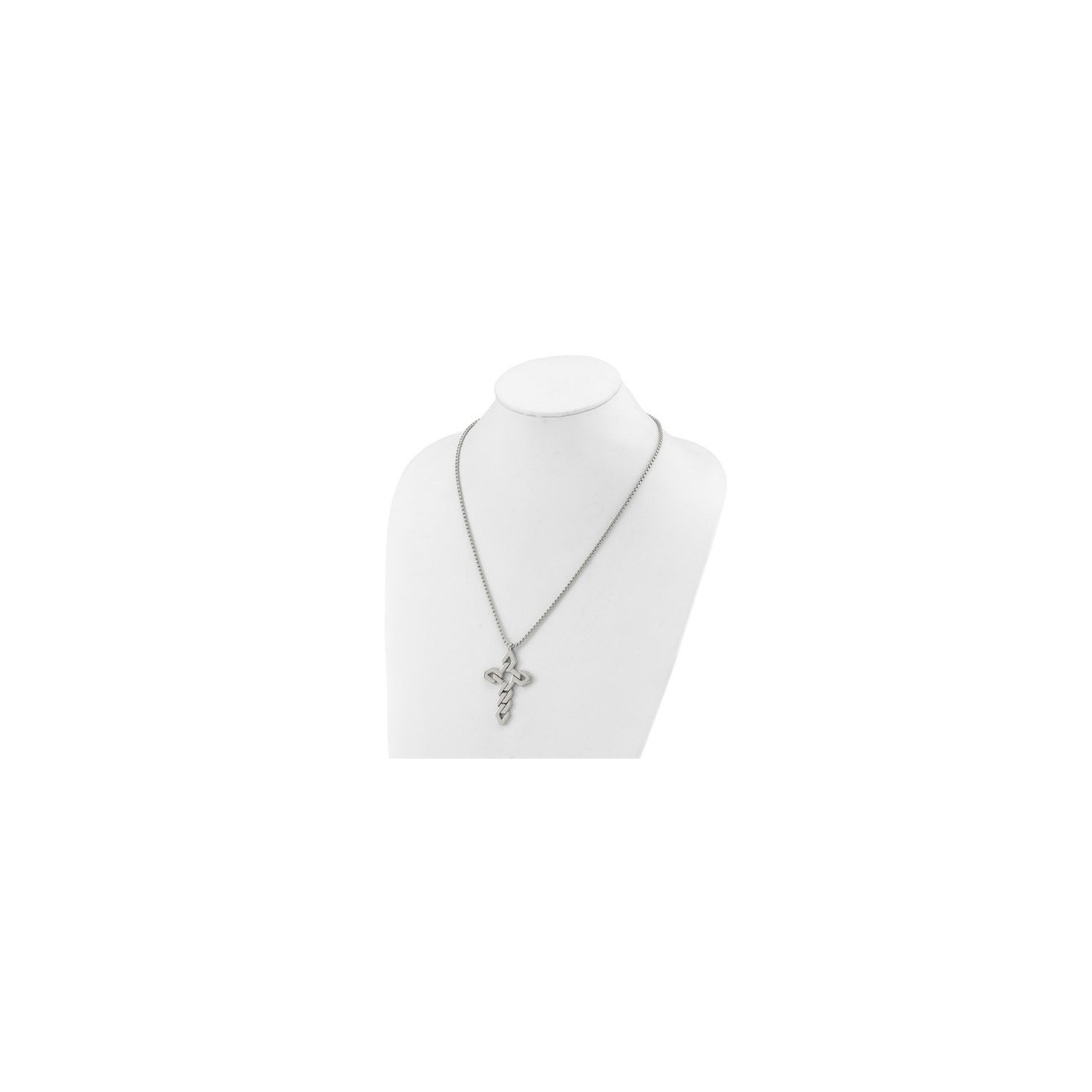 Mens Stainless Steel Polished Geometric Cross Pendant Necklace with Chain
