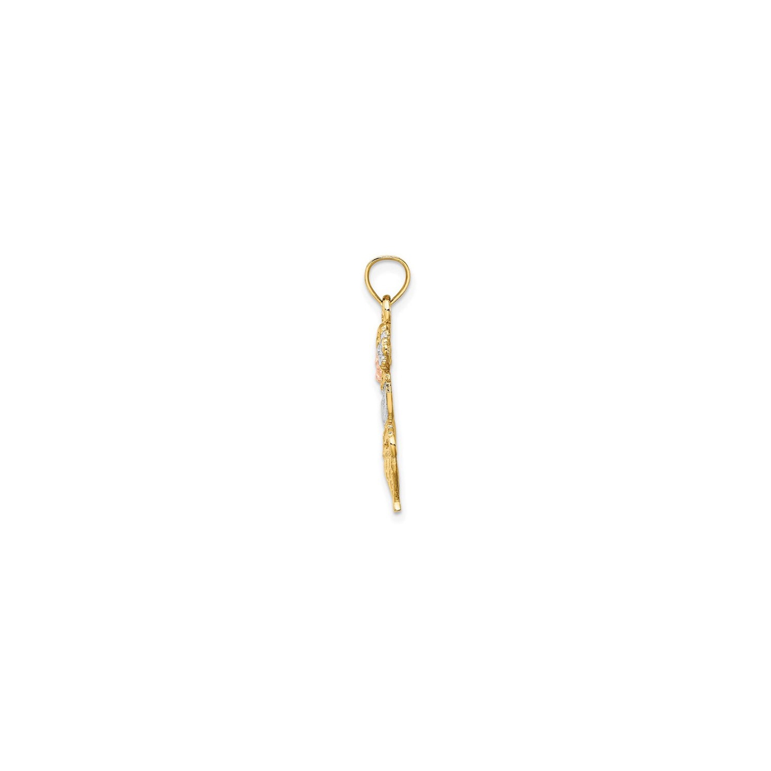 14K Yellow Gold Mom Flower Basket Pendant