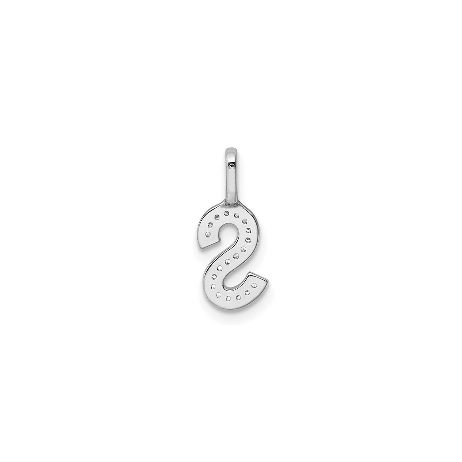 14K White Gold Initial -S- Pendant Charm with Accent Diamonds