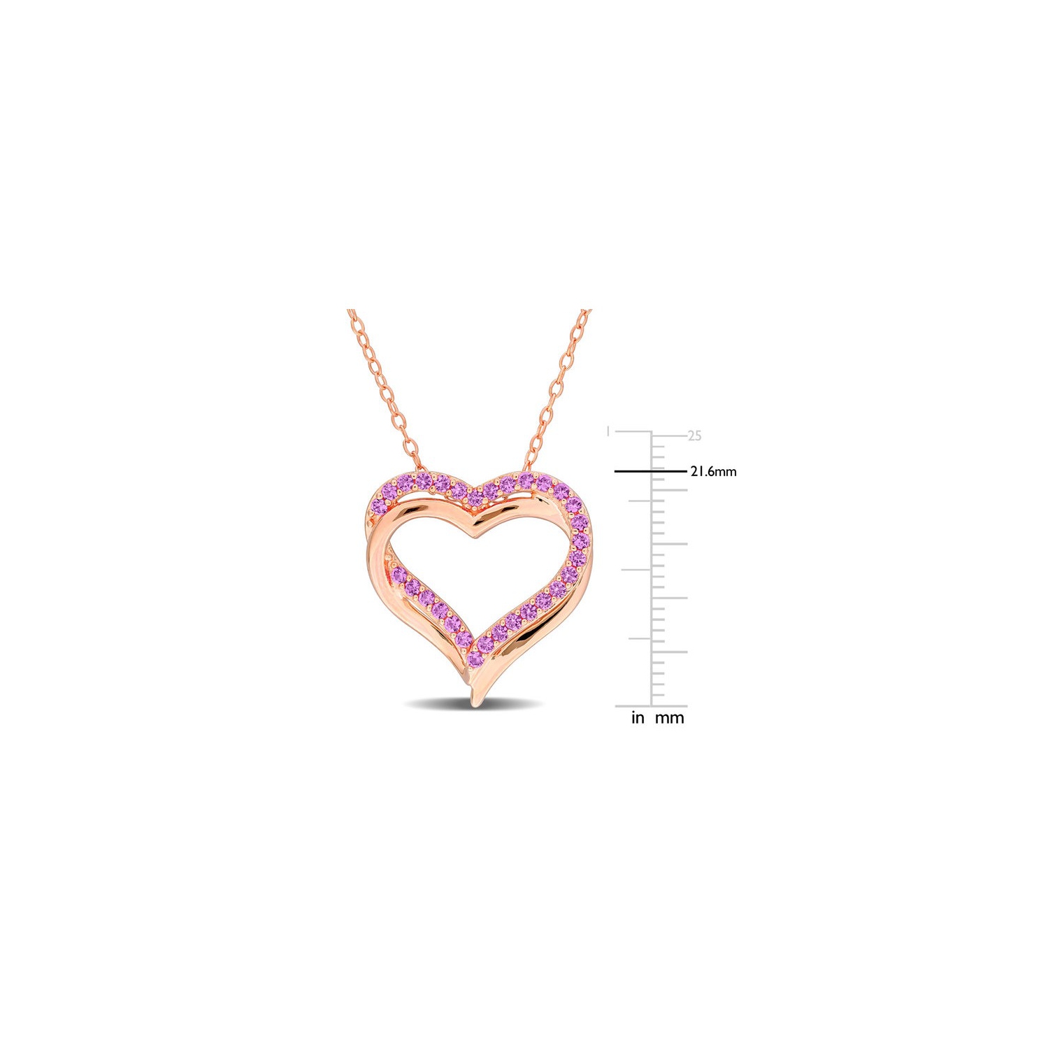 1/2 Carat Lab-Created Pink Sapphire Pendant Necklace in Rose Sterling Silver with Chain