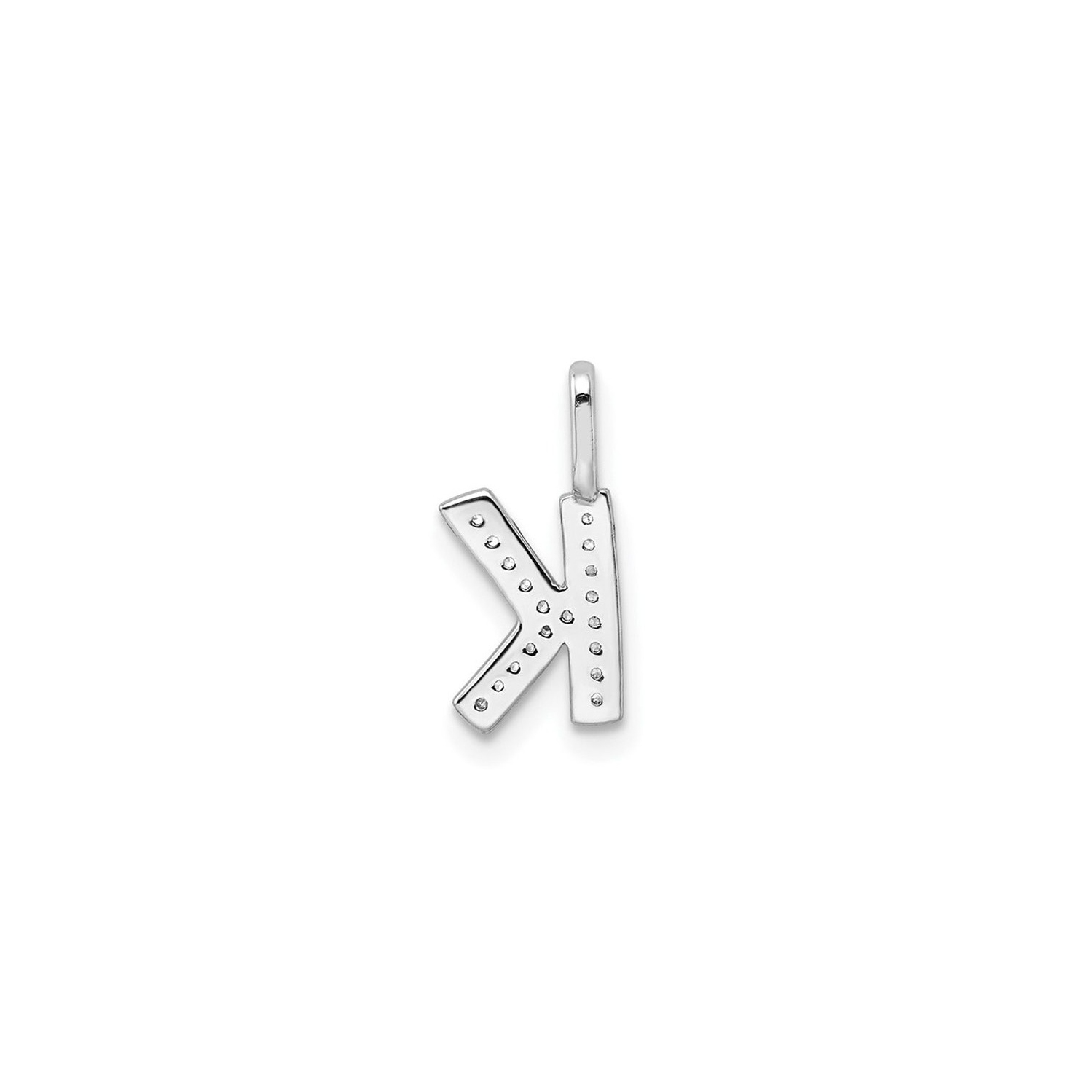 14K White Gold Initial -K- Pendant Charm with Accent Diamonds