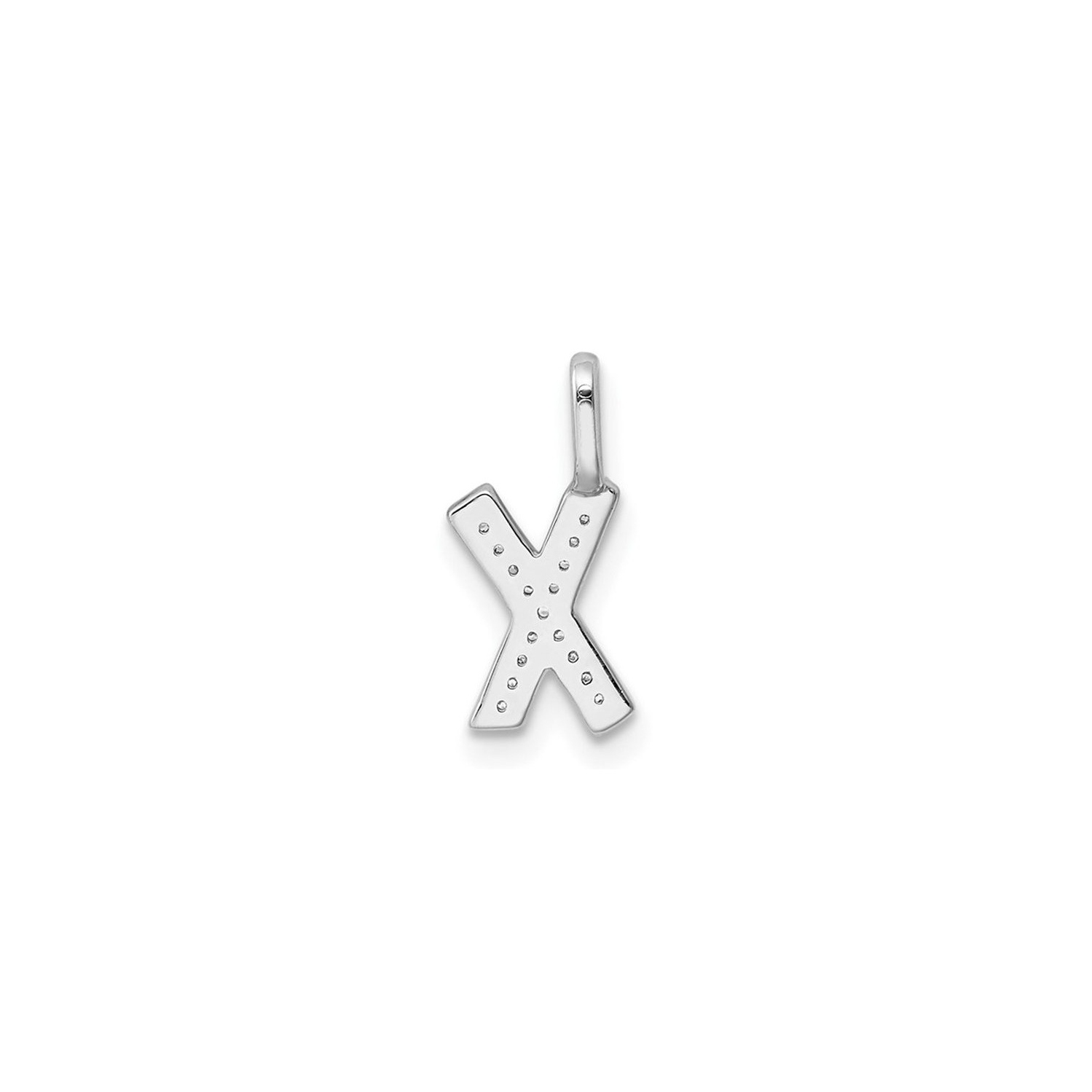 14K White Gold Initial -W- Pendant Charm with Accent Diamonds